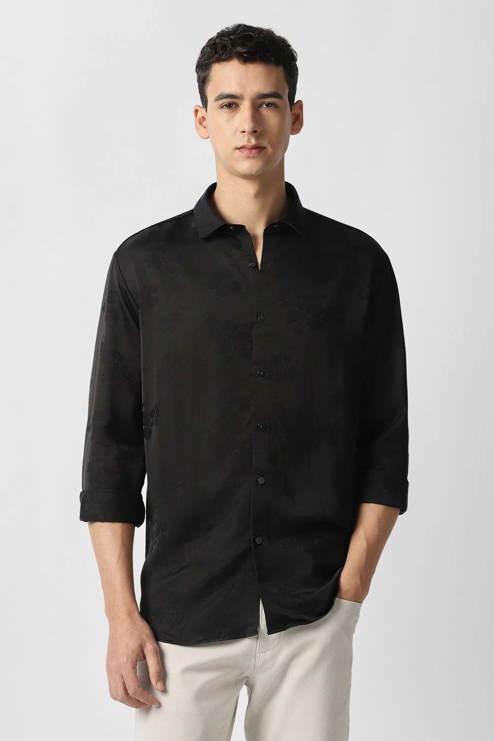 Solid-Rayon-Slim-Fit-Men-s-Casual-Shirt