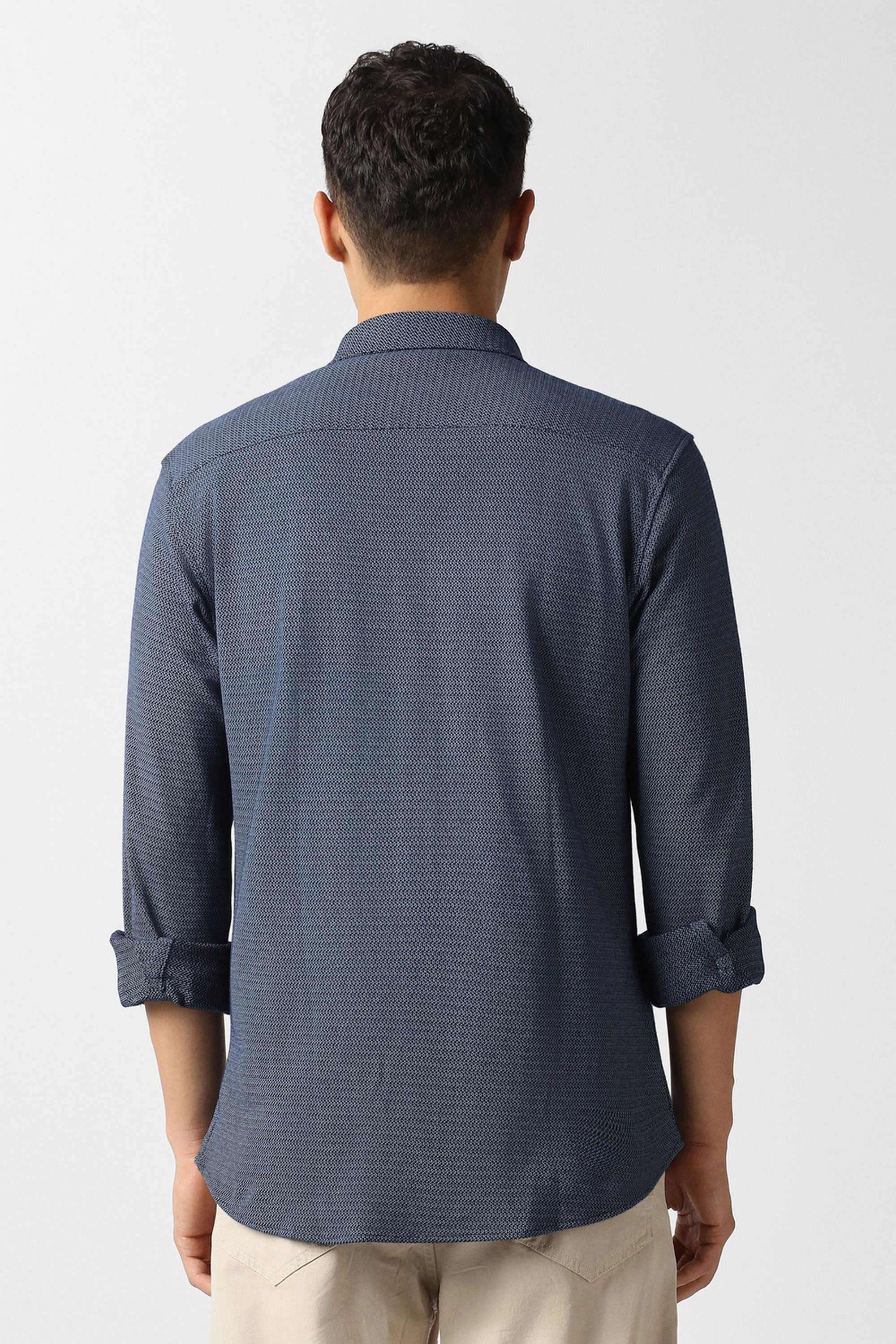 Textured-Blended-Fabric-Slim-Fit-Men-s-Casual-Shirt