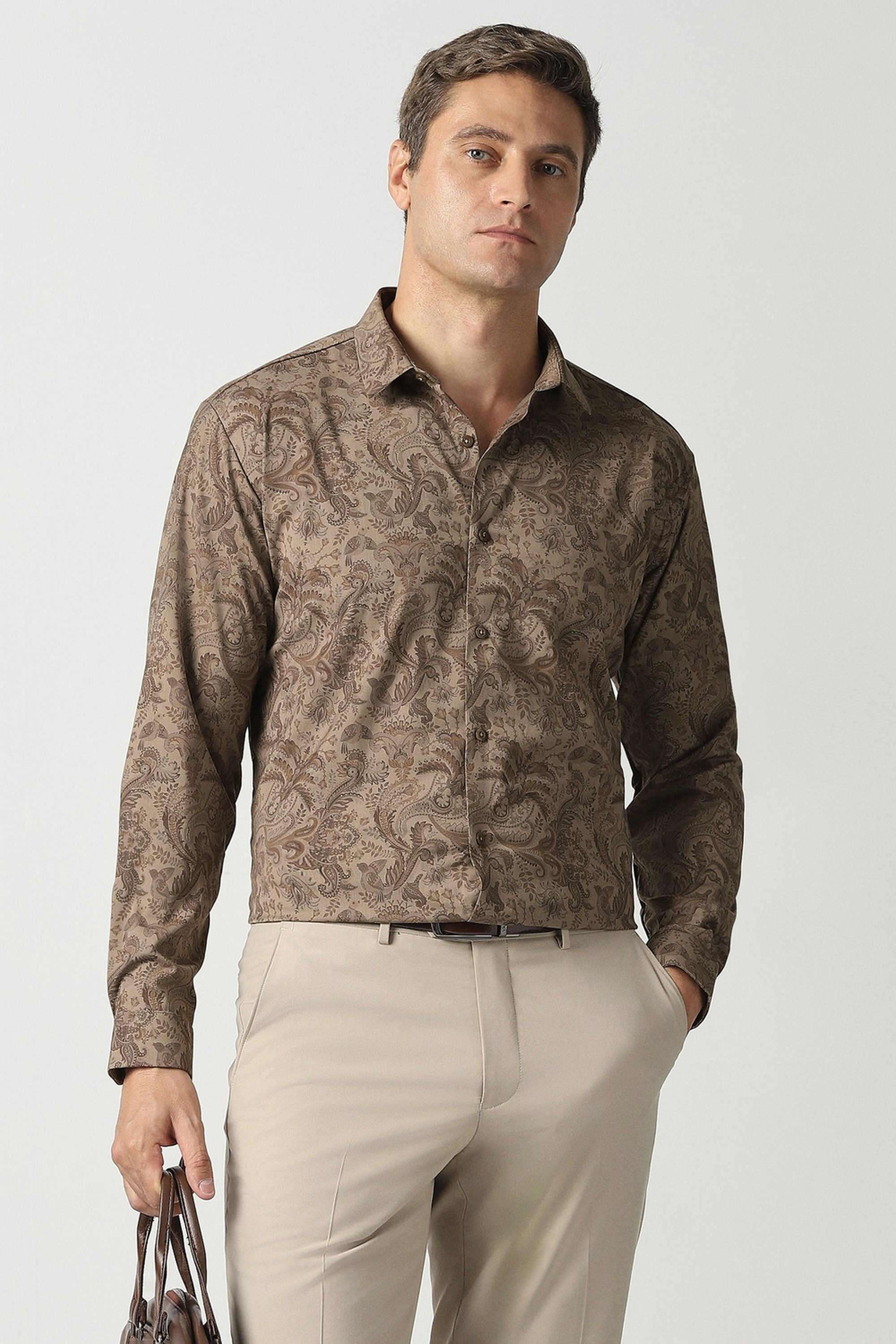 Printed-Blended-Fabric-Slim-Fit-Men-s-Casual-Shirt