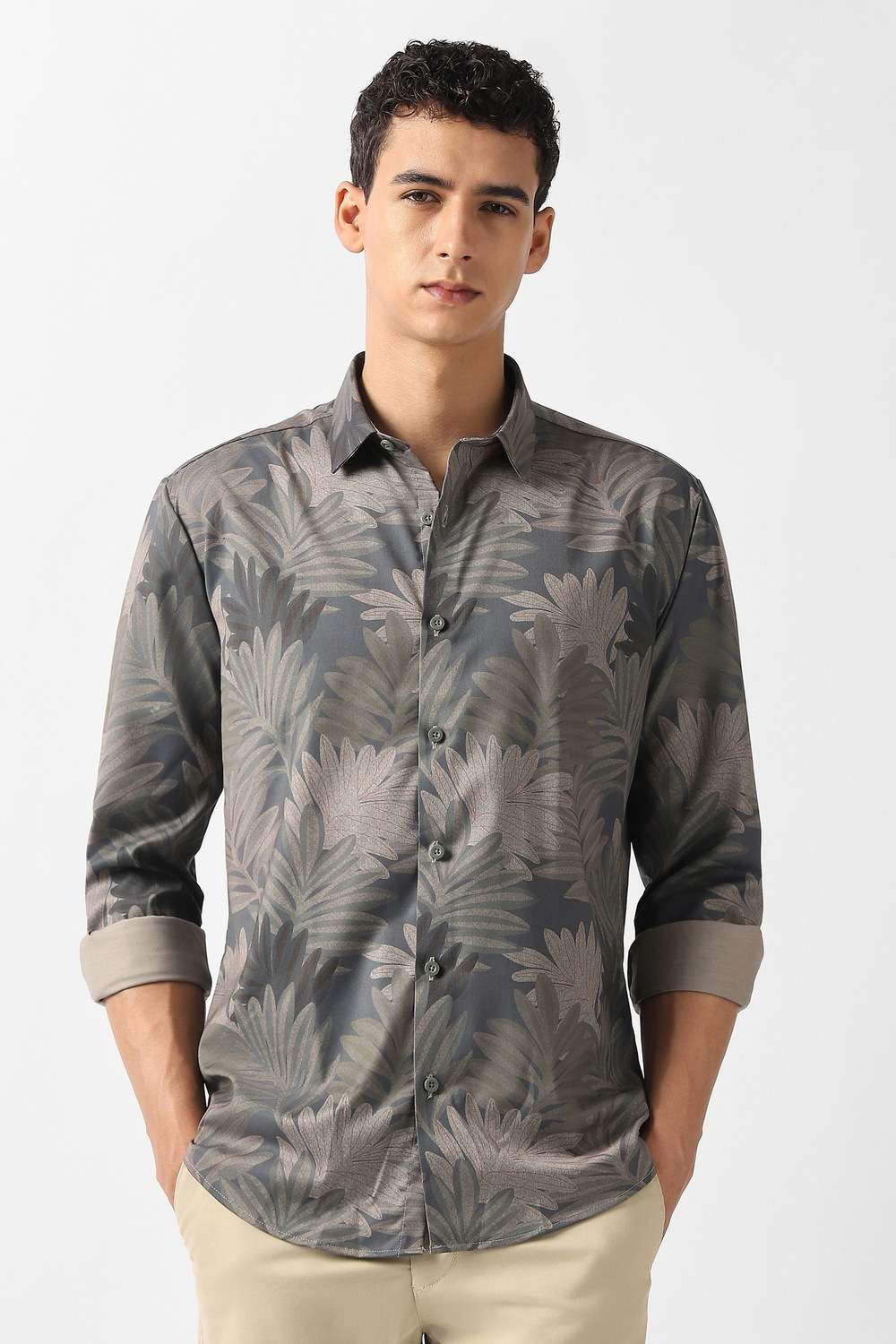 Printed-Blended-Fabric-Slim-Fit-Men-s-Casual-Shirt