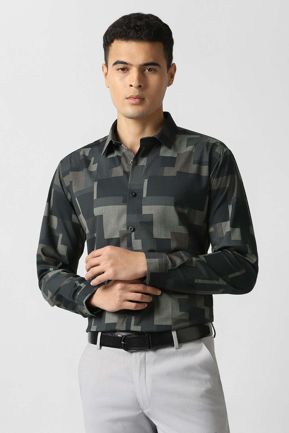 Printed-Blended-Fabric-Slim-Fit-Men-s-Casual-Shirt