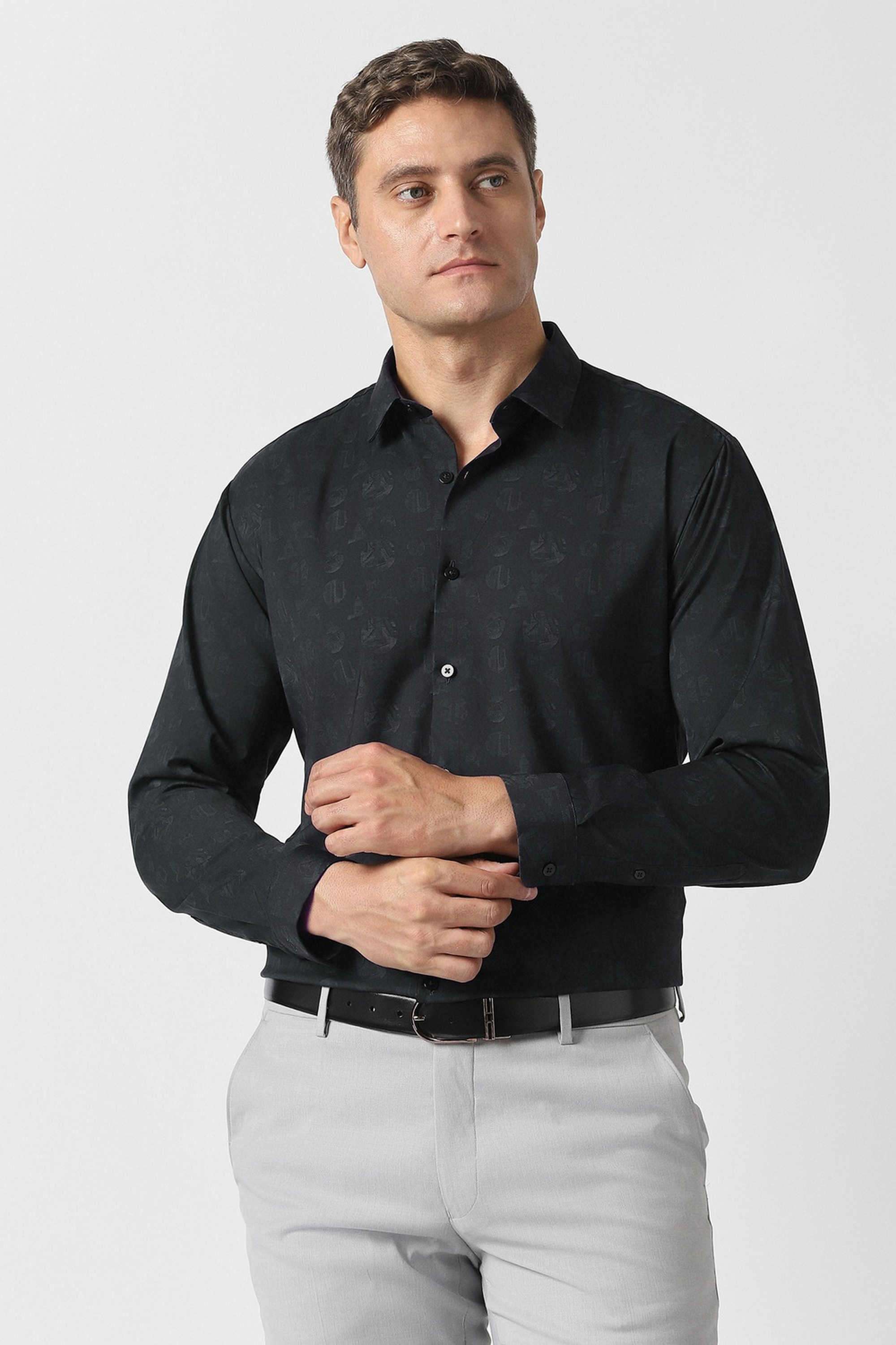 Printed-Blended-Fabric-Slim-Fit-Men-s-Casual-Shirt