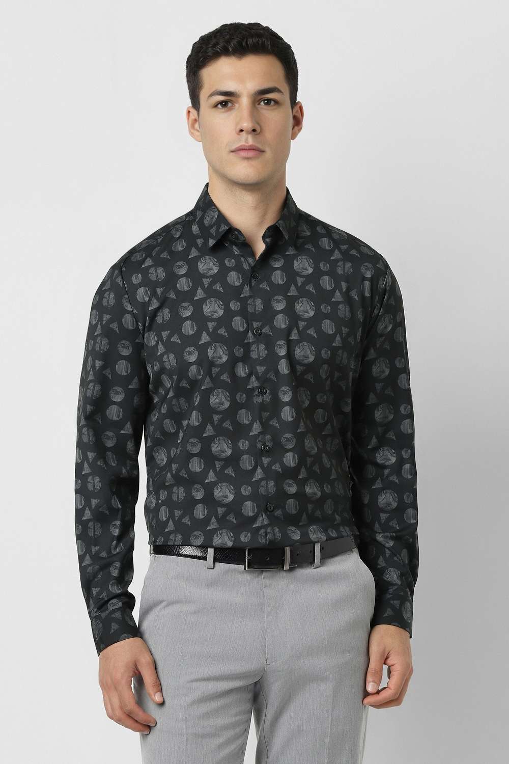 Geometric-Print-Polyester-Slim-Fit-Men-s-Formal-Shirt