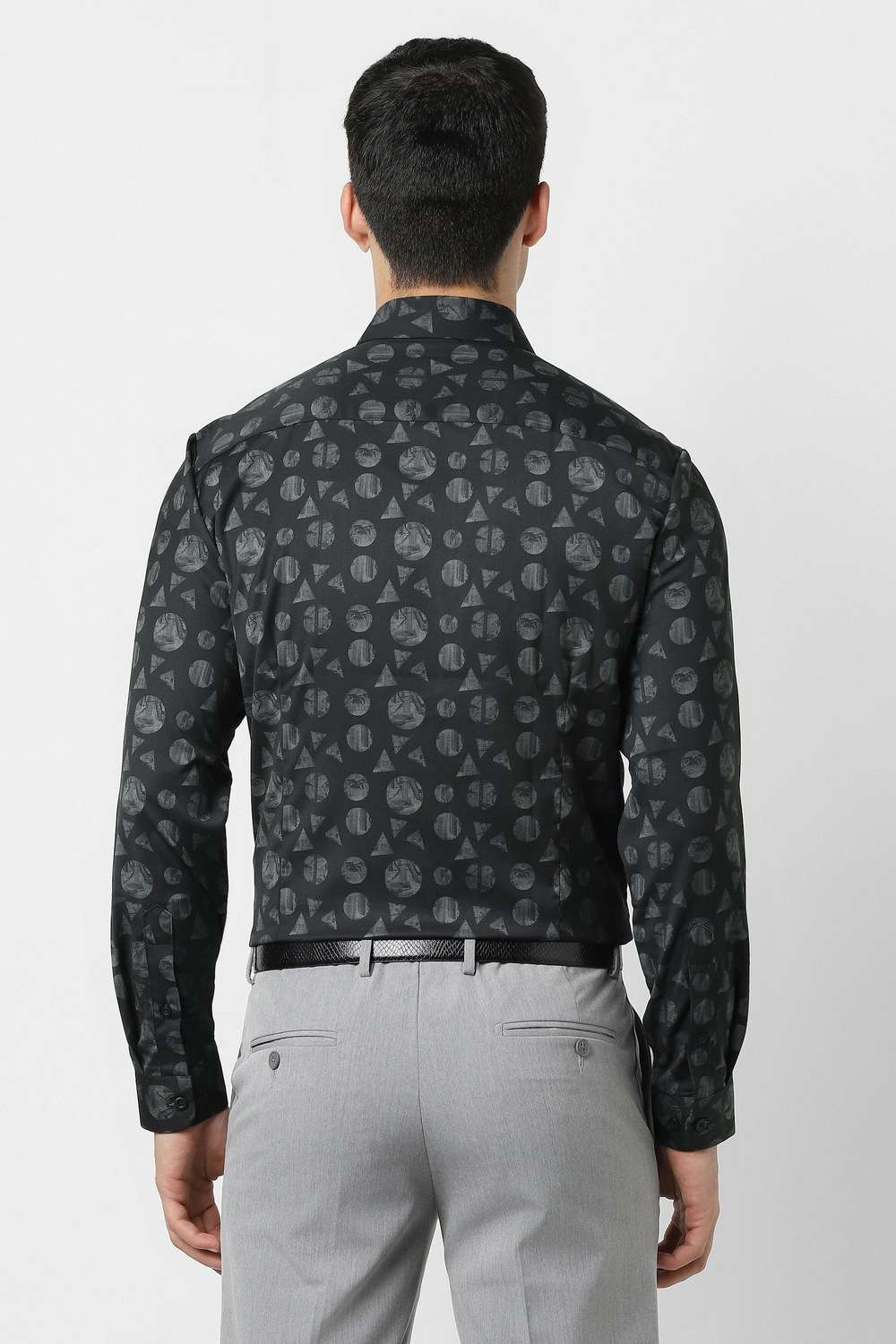 Geometric-Print-Polyester-Slim-Fit-Men-s-Formal-Shirt