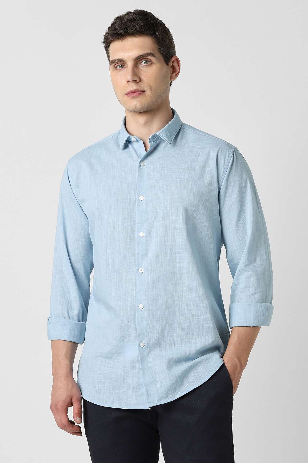 Solid-Cotton-Slim-Fit-Men-s-Casual-Shirt