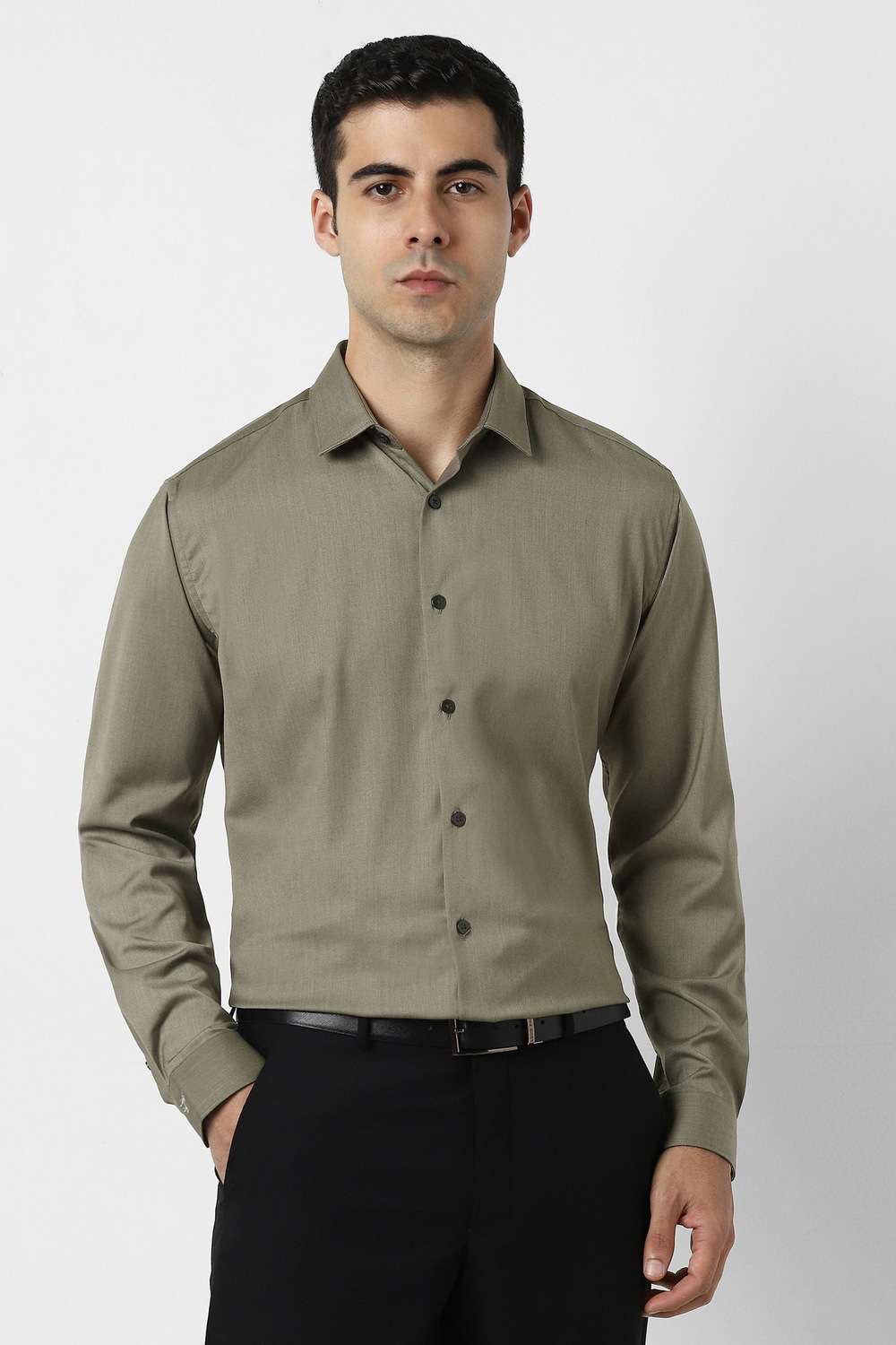 Solid-Polyester-Slim-Fit-Men-s-Casual-Shirt