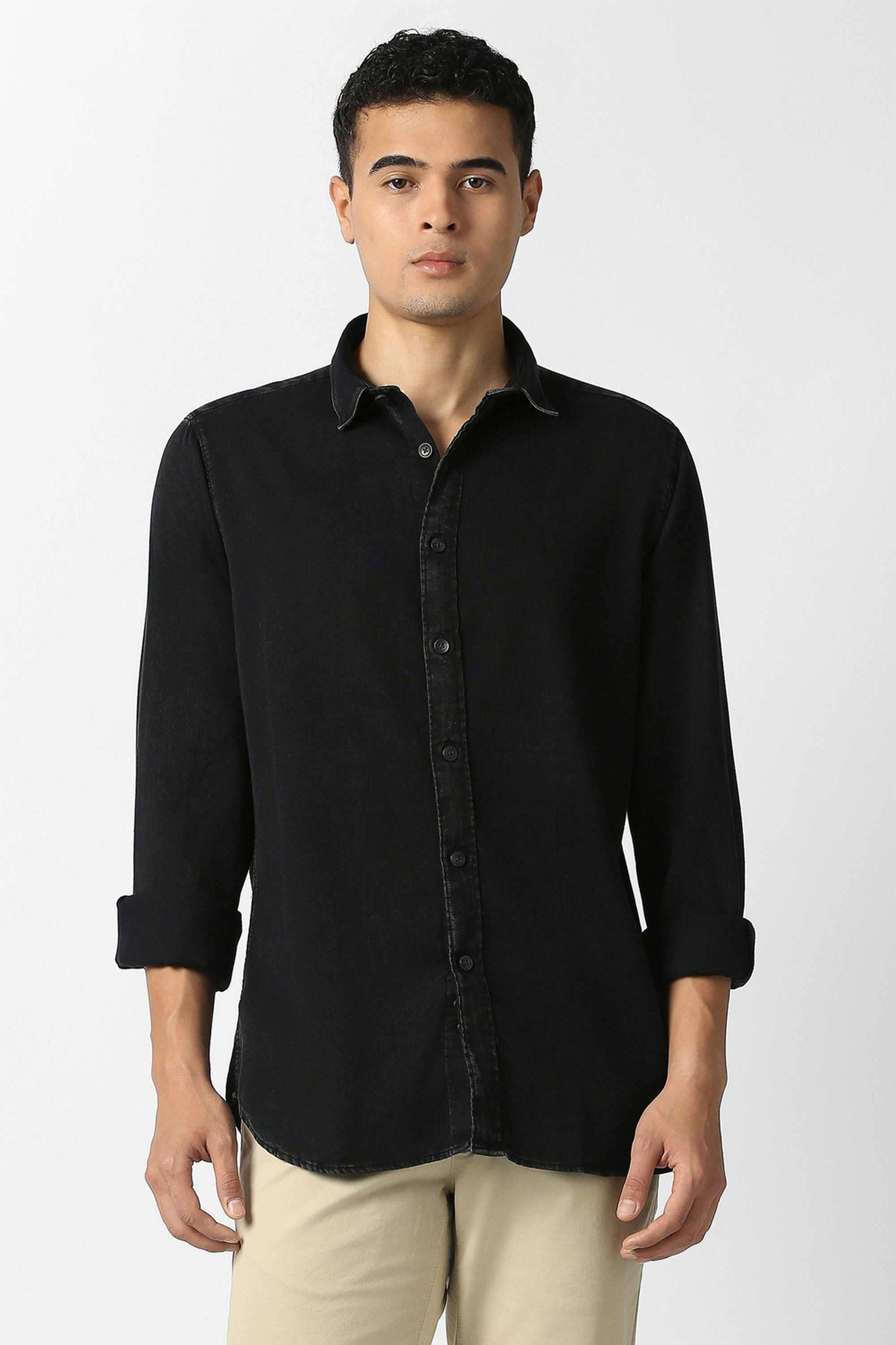 Solid-Cotton-Slim-Fit-Men-s-Casual-Shirt