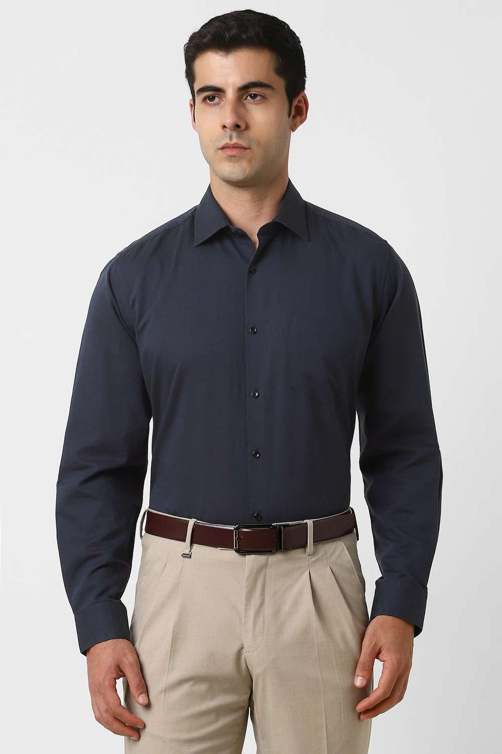 Solid-Cotton-Linen-Blend-Regular-Fit-Men-s-Formal-Wear-Shirt