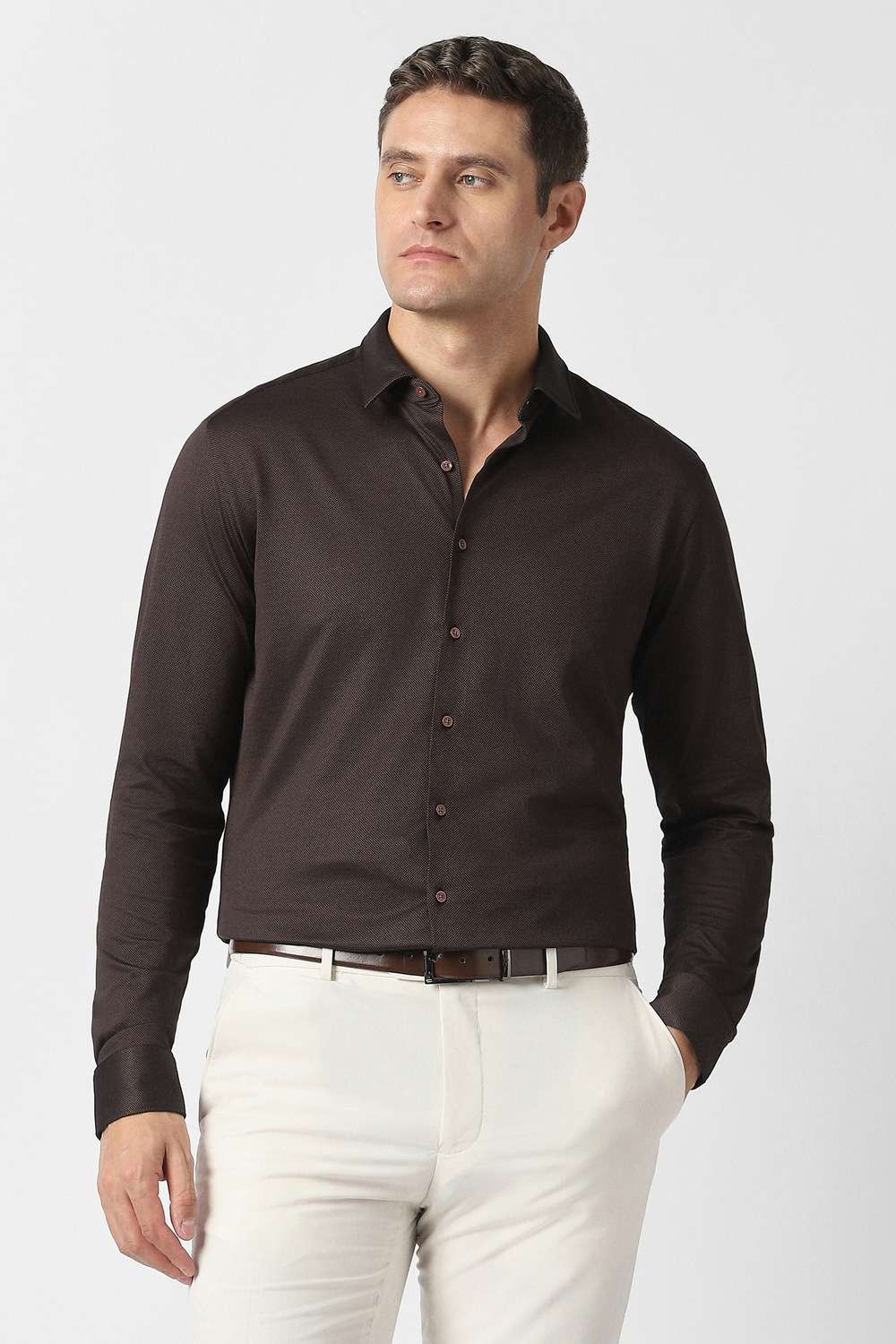Solid-100--Cotton-Slim-Fit-Men-s-Formal-Shirt