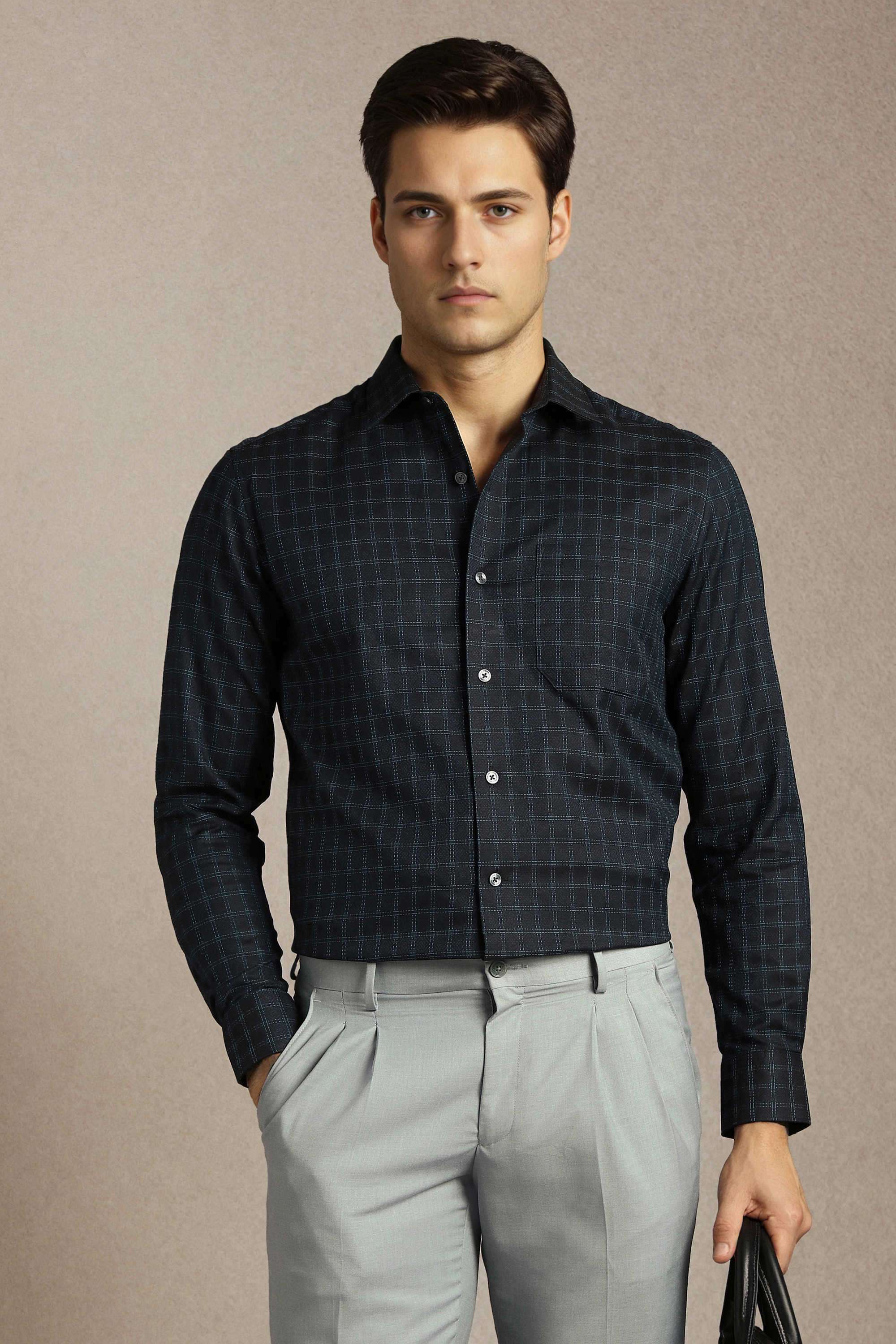 Textured-Cotton-Regular-Fit-Men-Formal-Wear-Shirt
