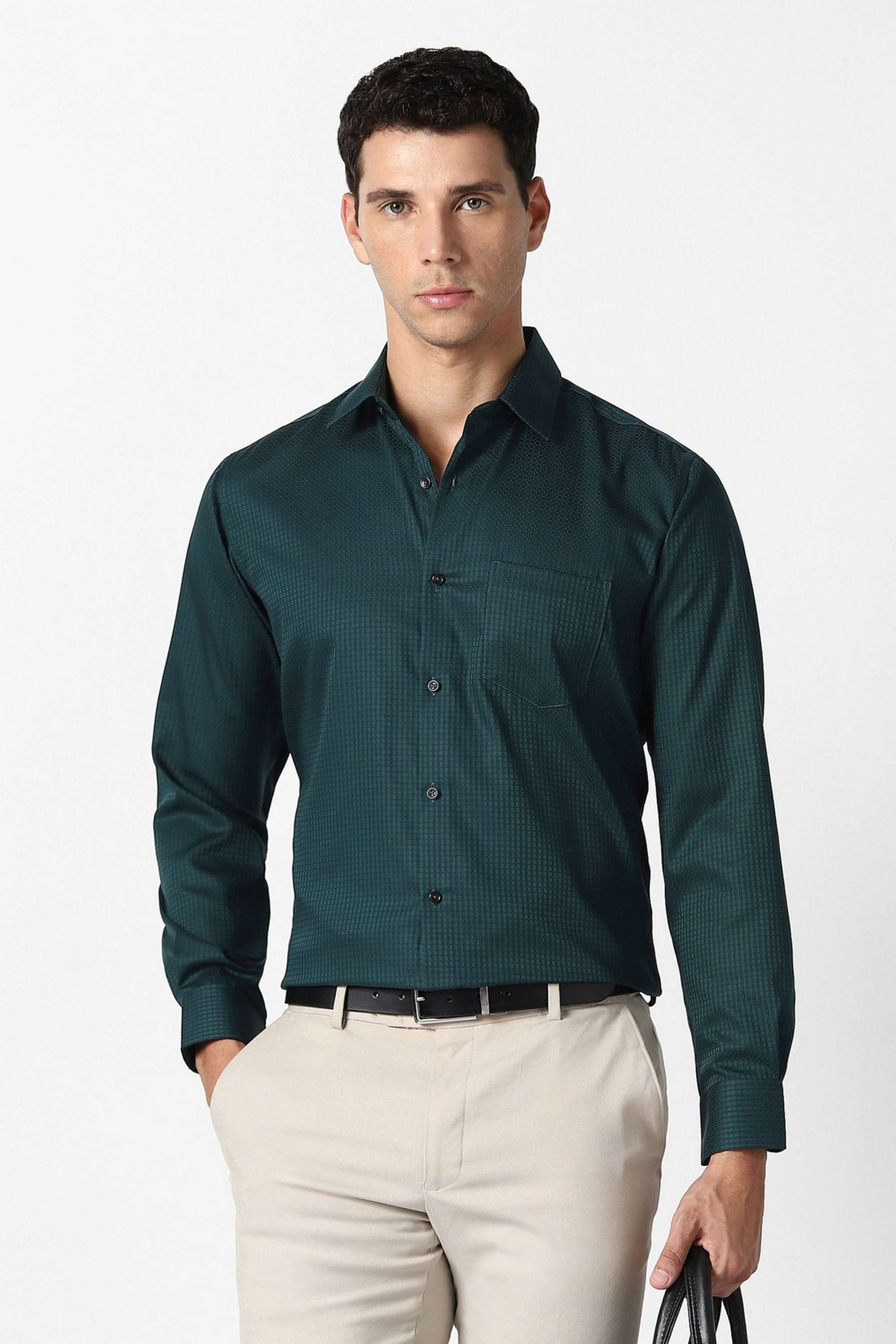 Checks-Collared-Cotton-Men-Formal-Wear-Shirt