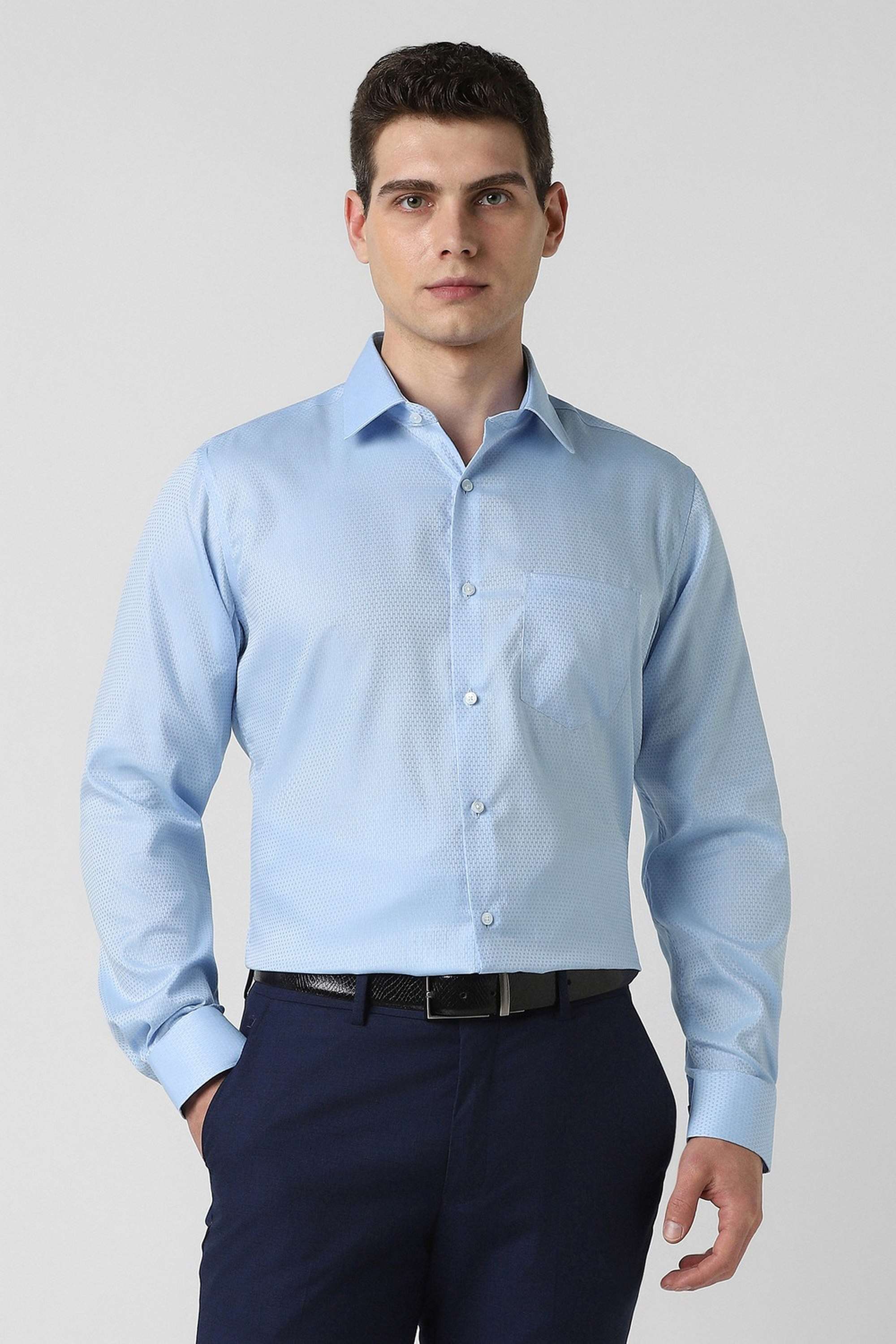 Dobby-Collared-Cotton-Men-Formal-Wear-Shirt