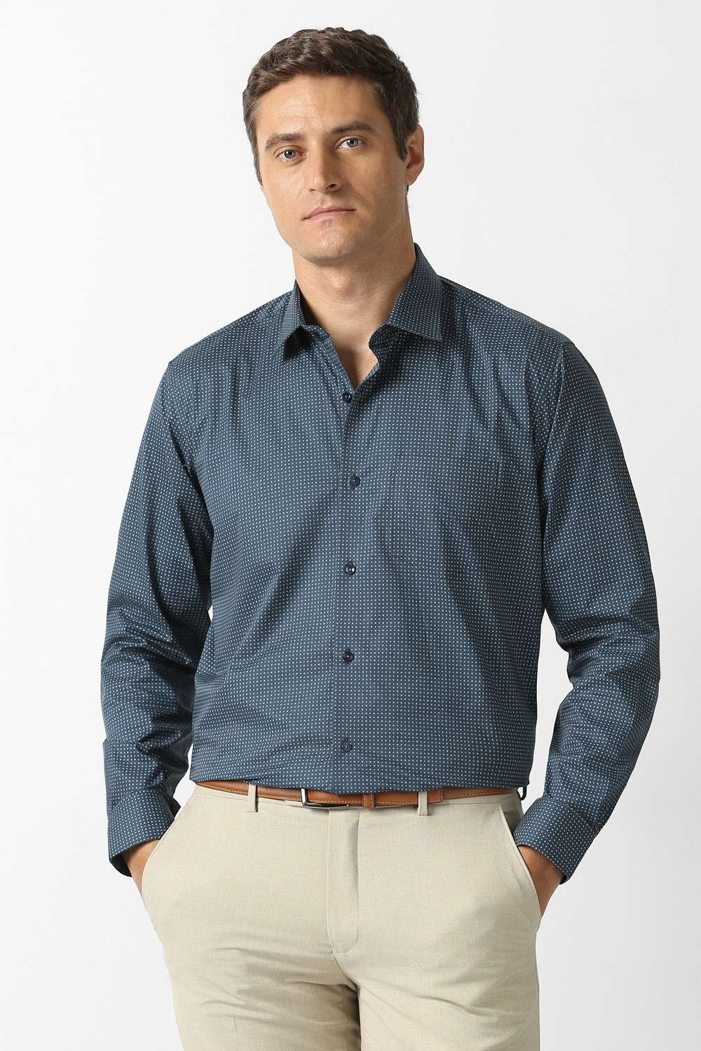 Printed-Cotton-Blend-Regular-Fit-Men-s-Formal-Wear-Shirt