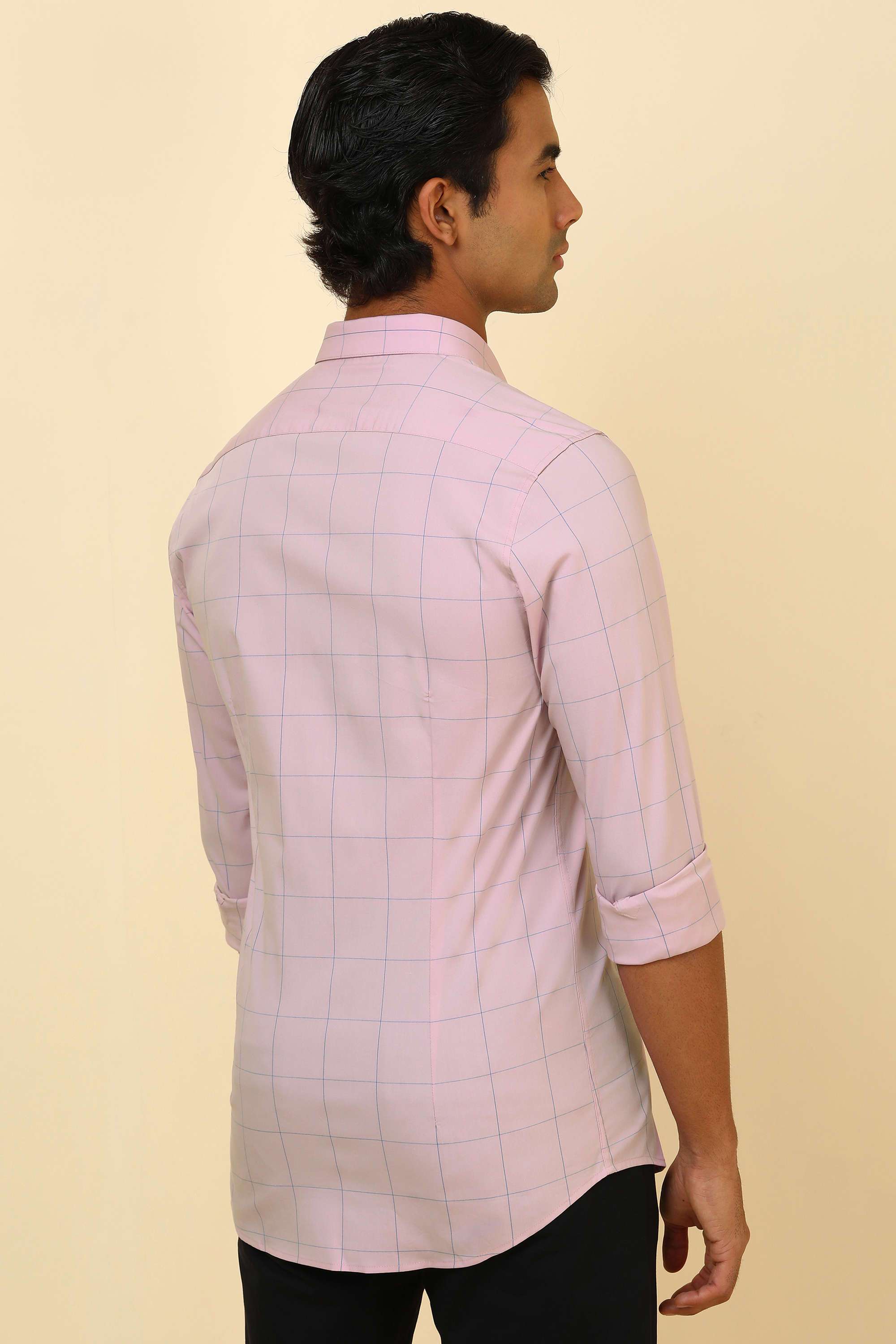 Checks-Cotton-Blend-Regular-Fit-Men-Formal-Wear-Shirt