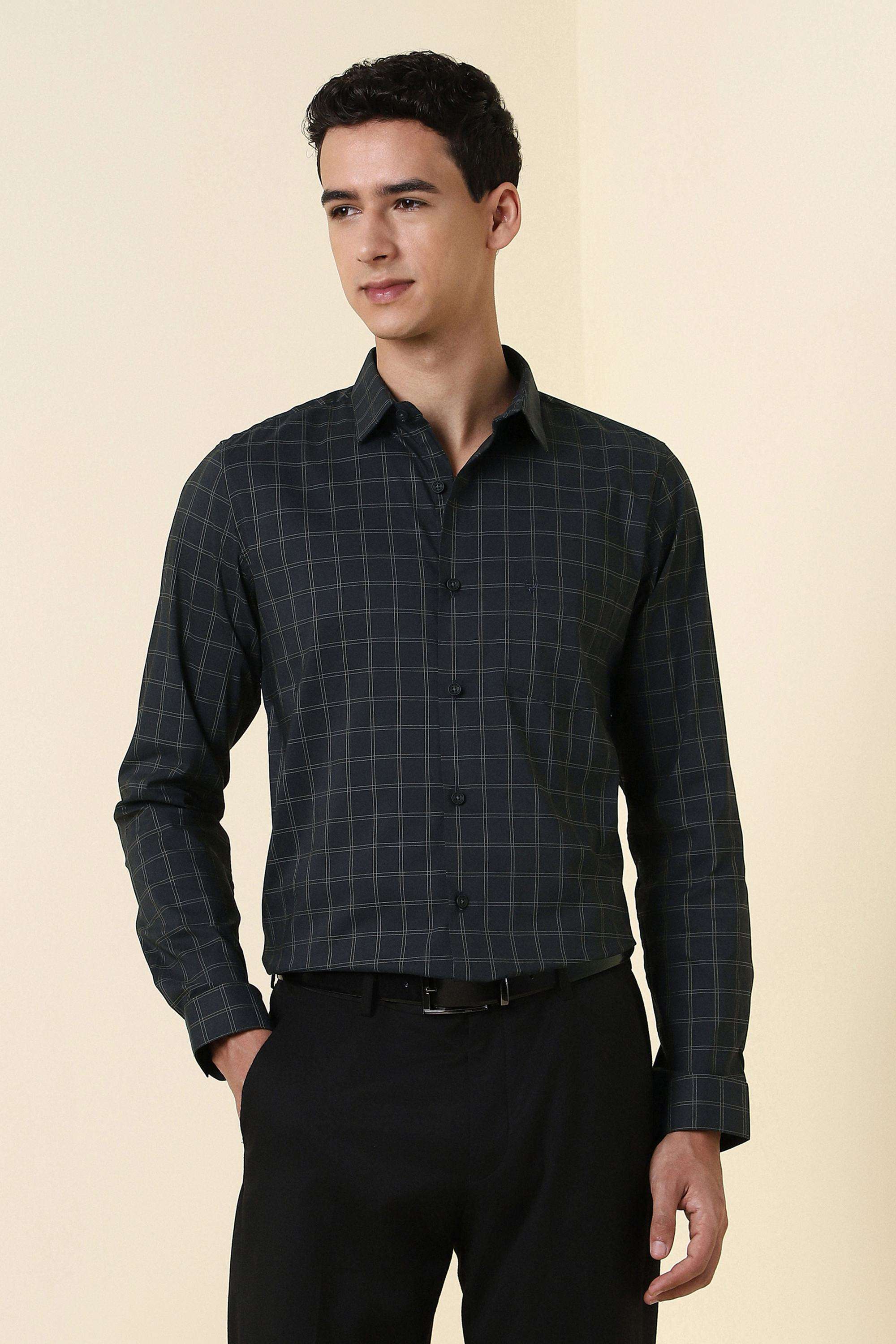 Checks-Polyester-Cotton-Regular-Fit-Men-s-Shirt