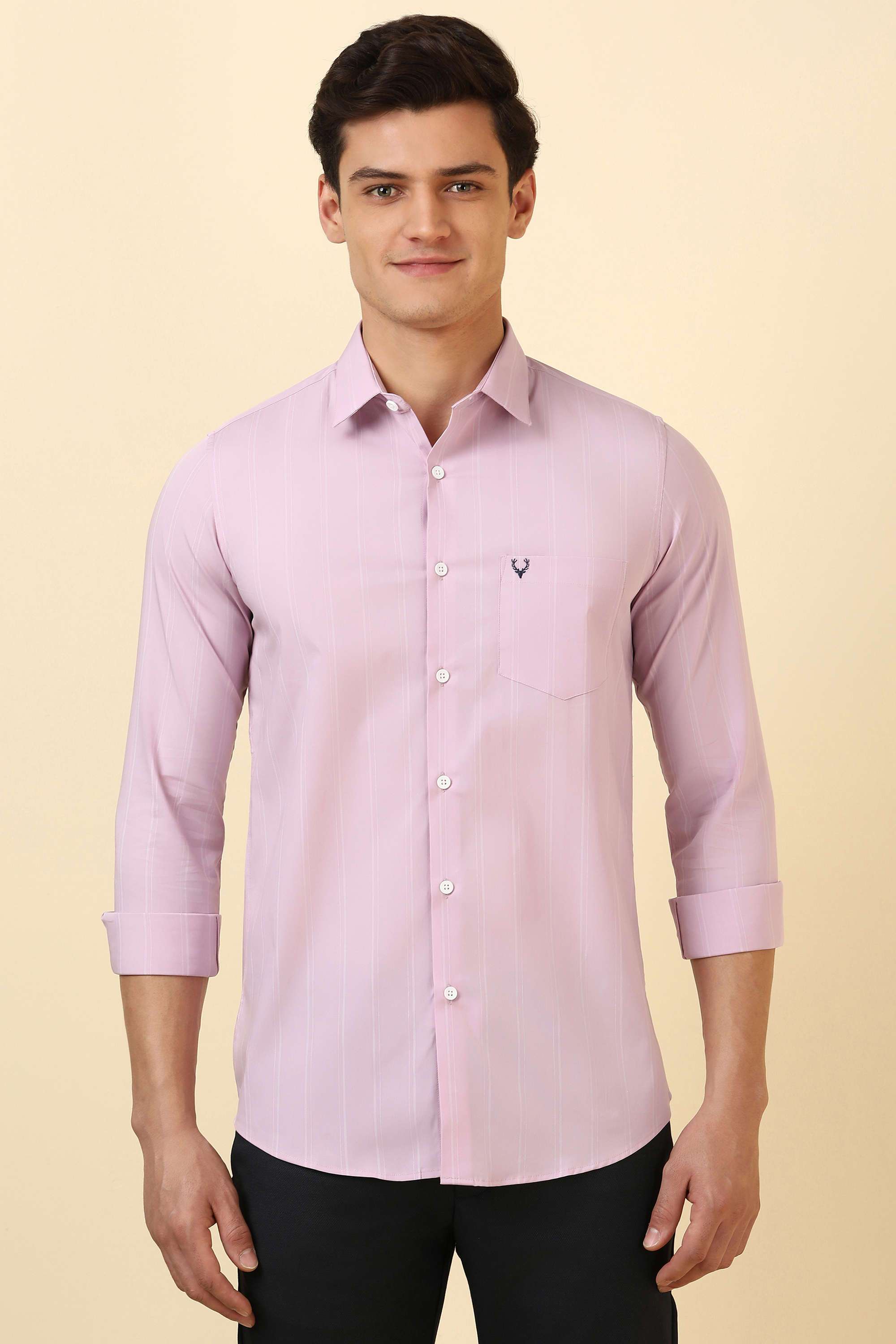 Stripes-Cotton-Blend-Regular-Fit-Men-Formal-Wear-Shirt