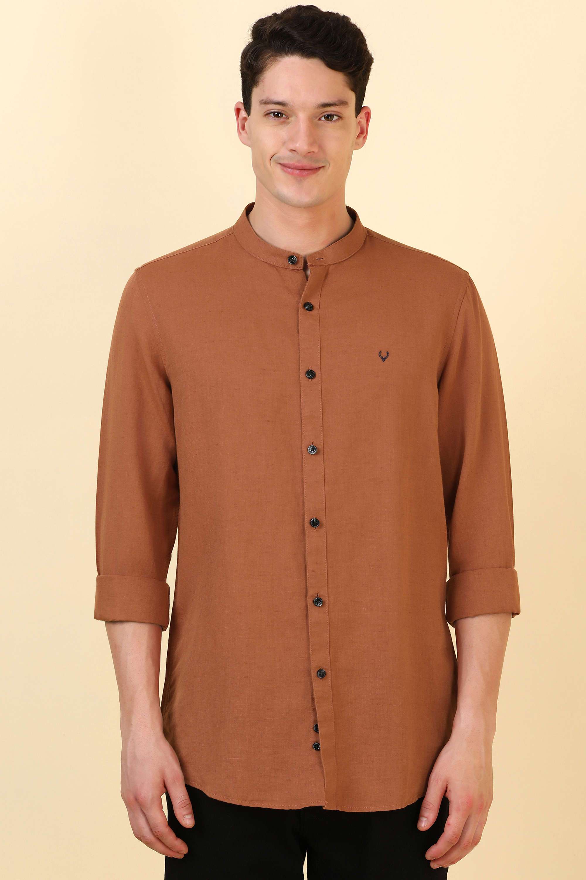 Solid-Cotton-Blend-Regular-Fit-Men-Formal-Wear-Shirt