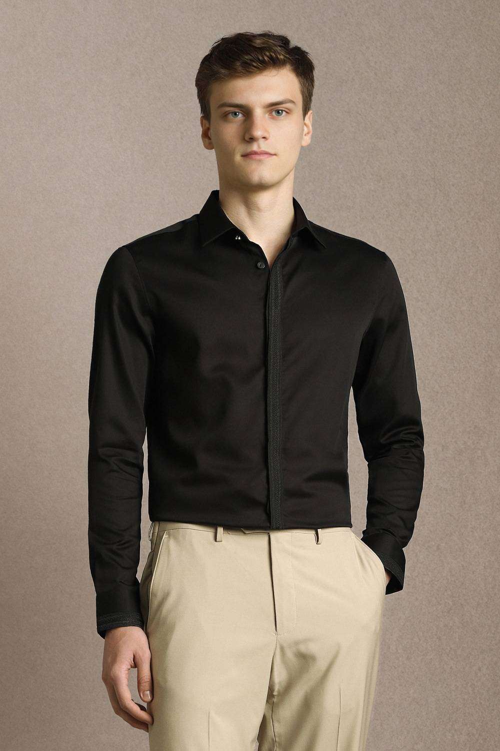 Solid-Cotton-Slim-Fit-Men-s-Shirt
