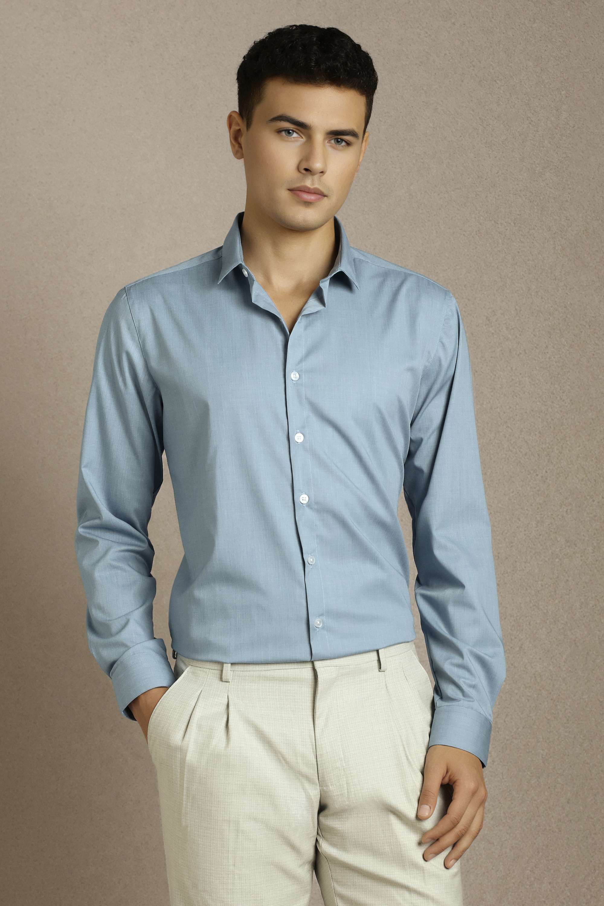 Solid-Polyester-Viscose-Slim-Fit-Men-s-Formal-Shirt