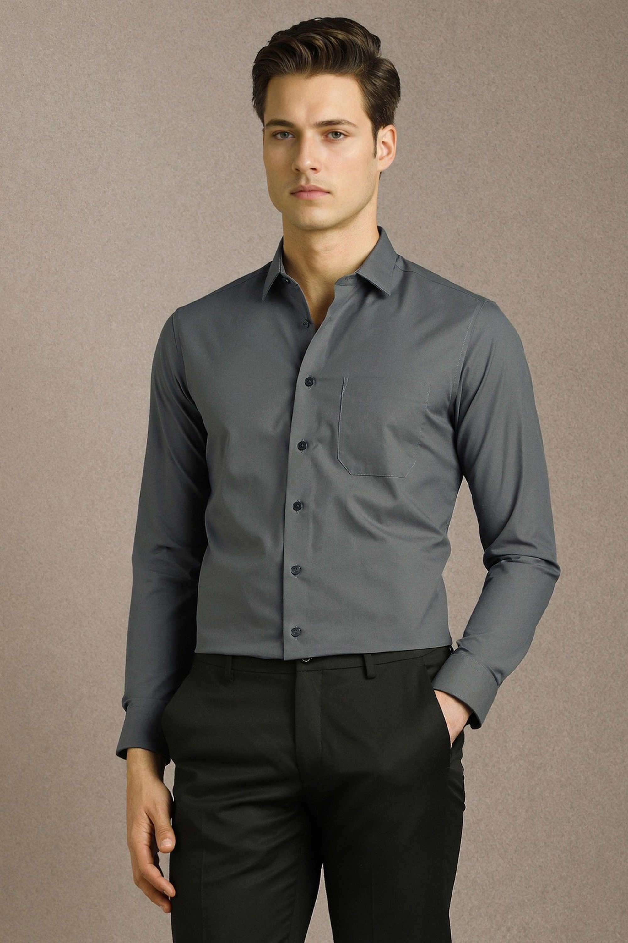 Solid-Cotton-Slim-Fit-Men-s-Formal-Shirt