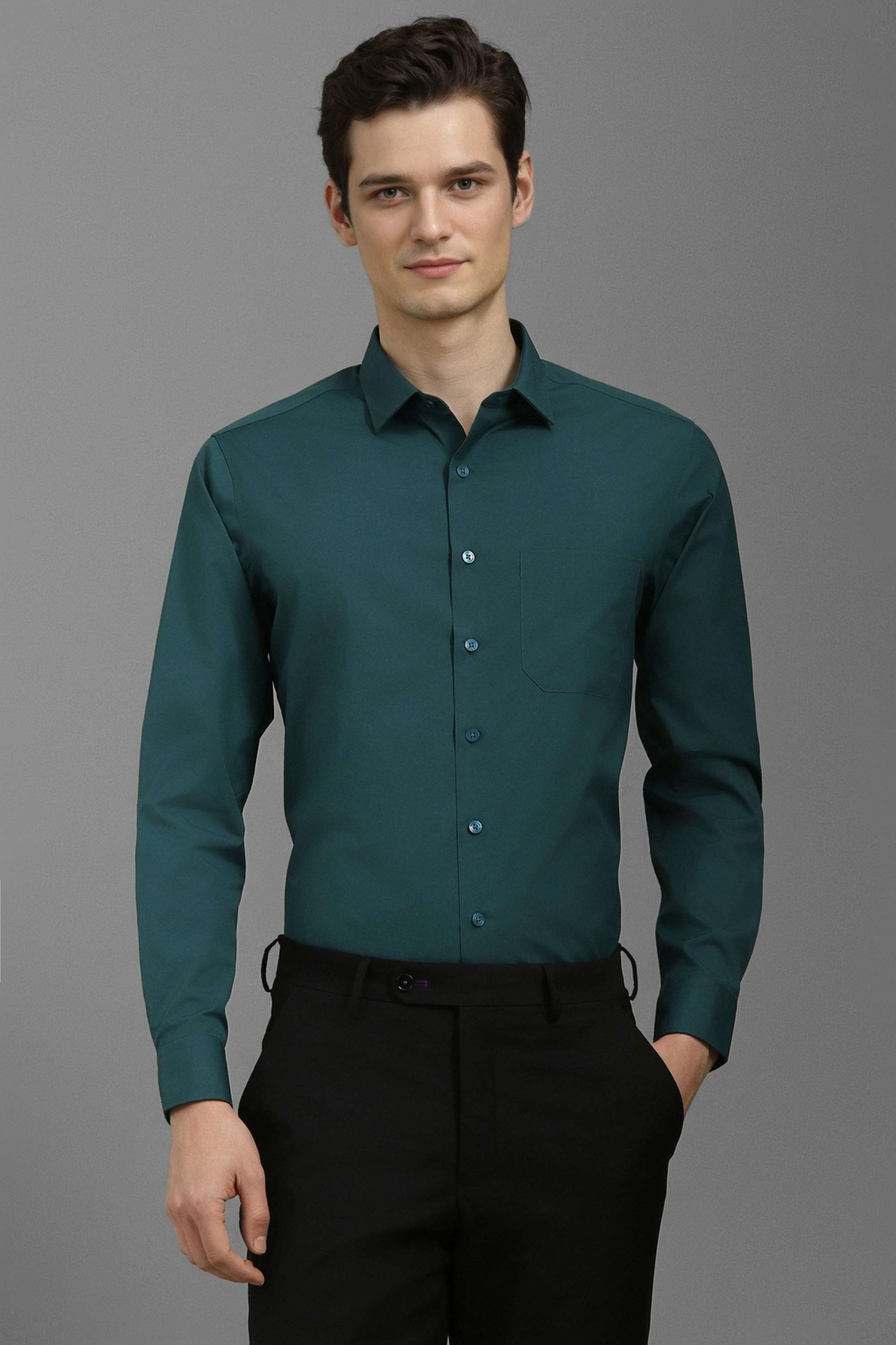 Solid-Polyester-Cotton-Slim-Fit-Men-s-Formal-Shirt