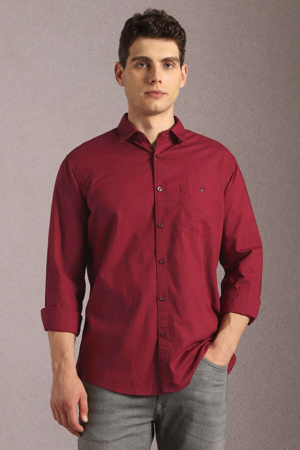 Solid-Cotton-Slim-Fit-Men-s-Casual-Shirt
