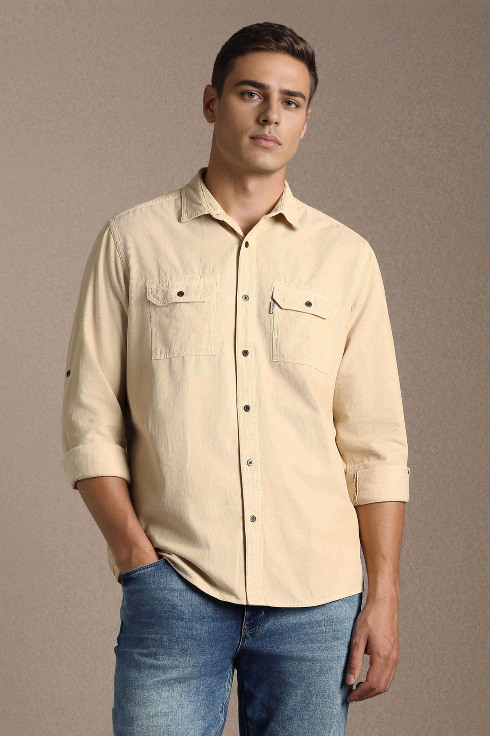 Solid-Cotton-Slim-Fit-Men-Casual-Wear-Shirt