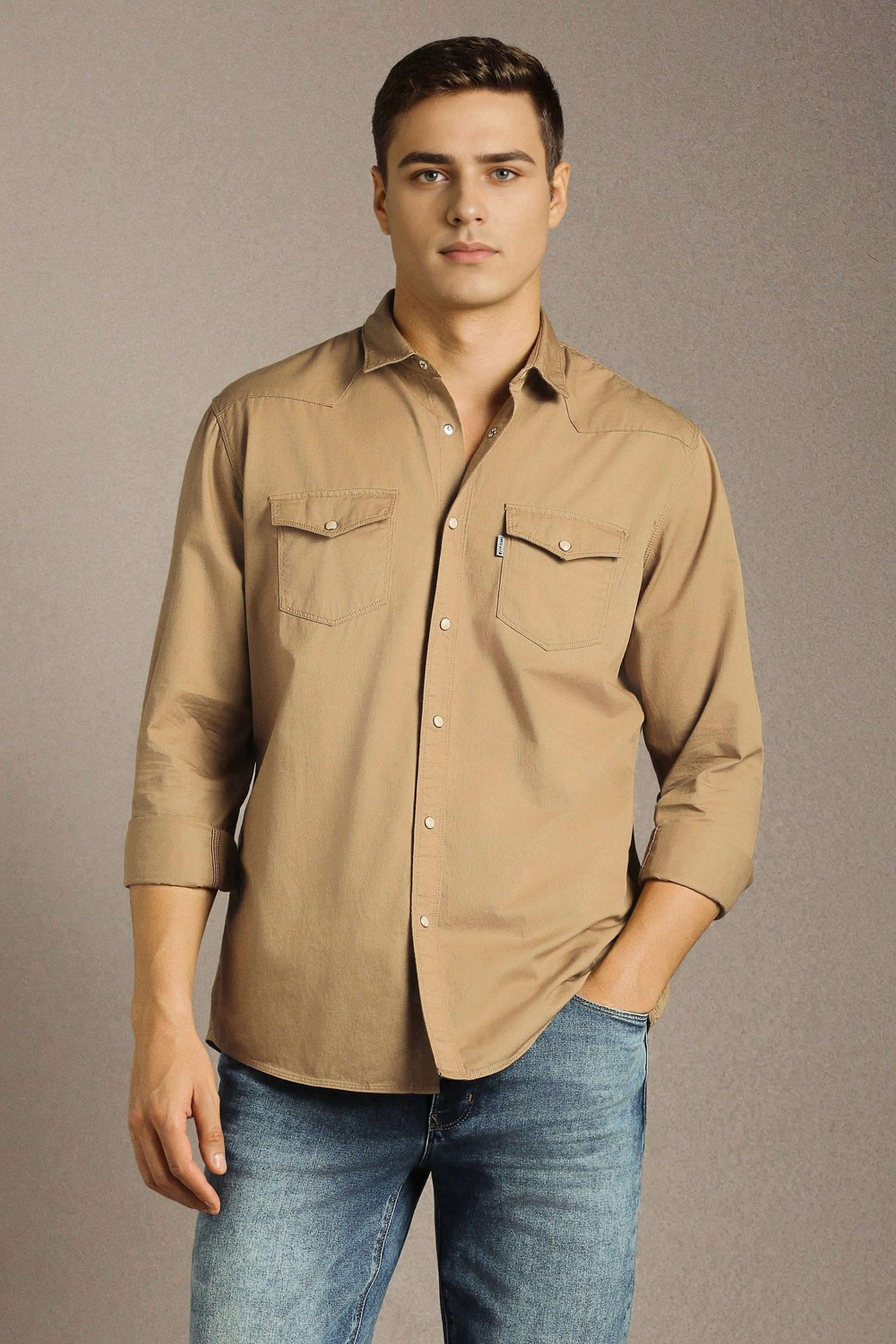 Solid-Cotton-Slim-Fit-Men-s-Casual-Shirt