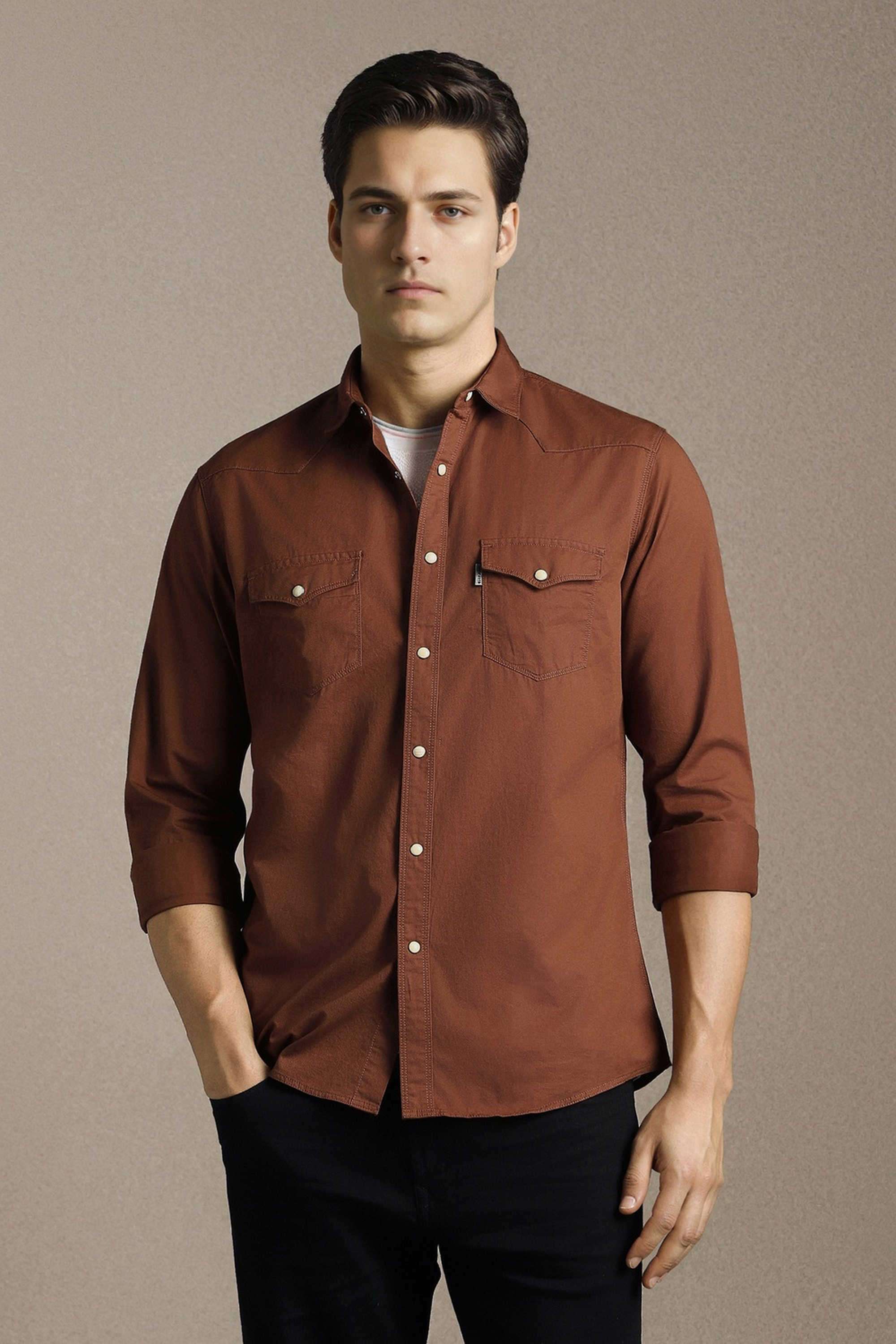 Solid-Cotton-Slim-Fit-Men-Casual-Wear-Shirt