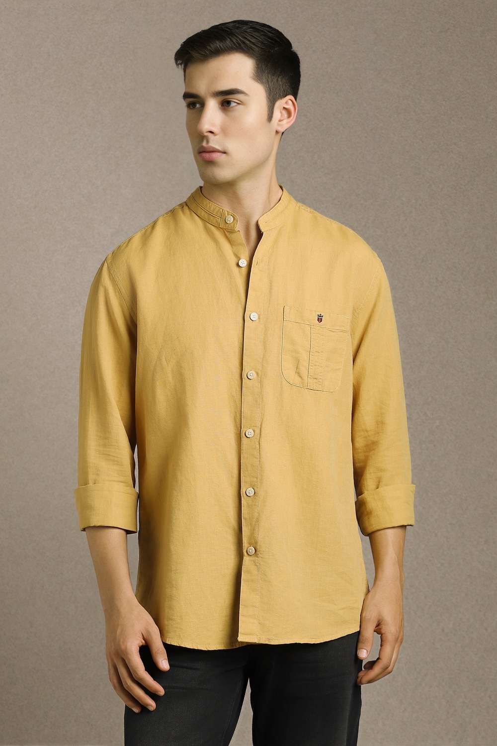 Solid-Cotton-Blend-Slim-Fit-Men-s-Casual-Wear-Shirt