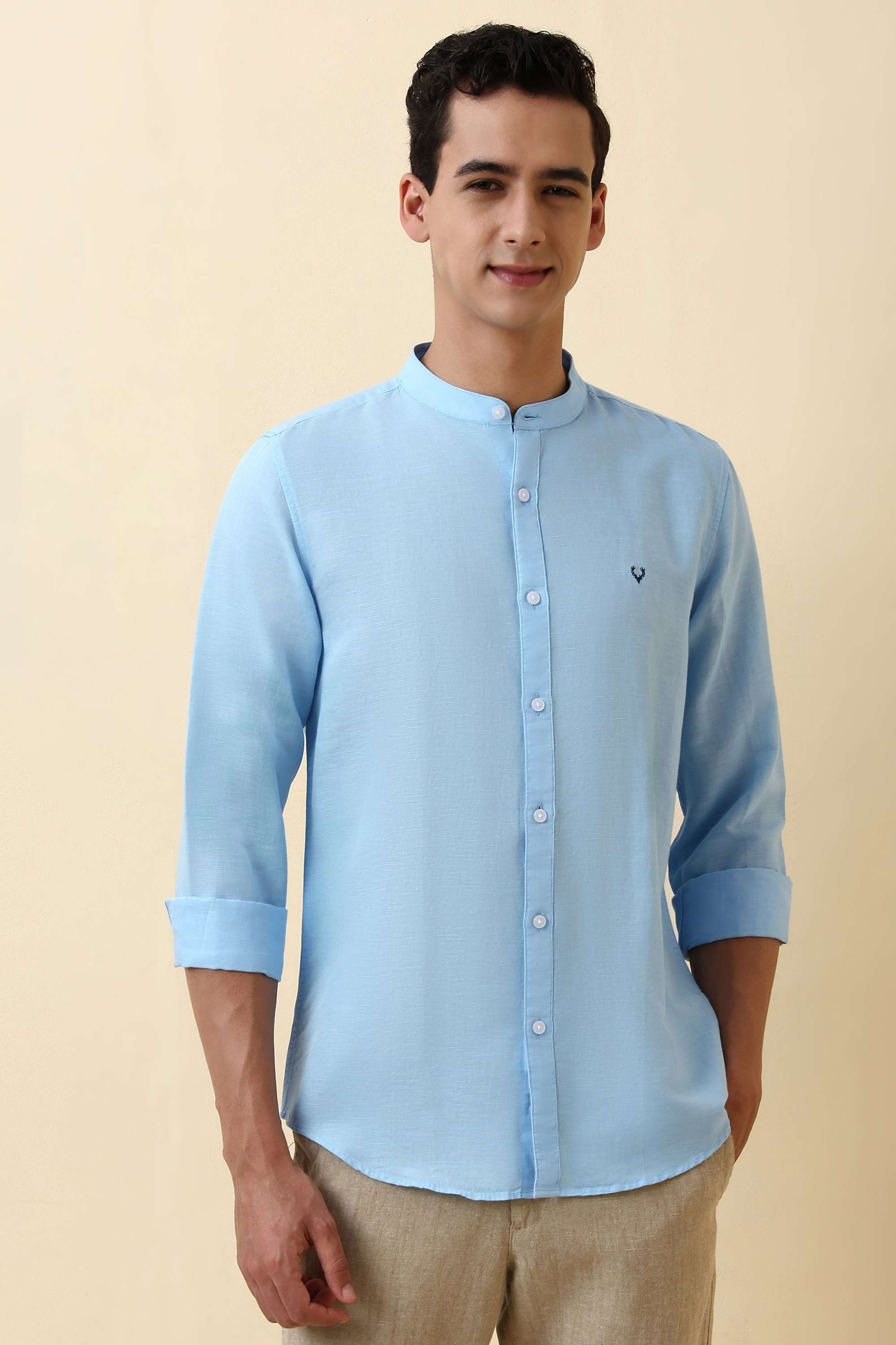 Solid-Blended-Fabric-Regular-Fit-Men-s-Formal-Shirt
