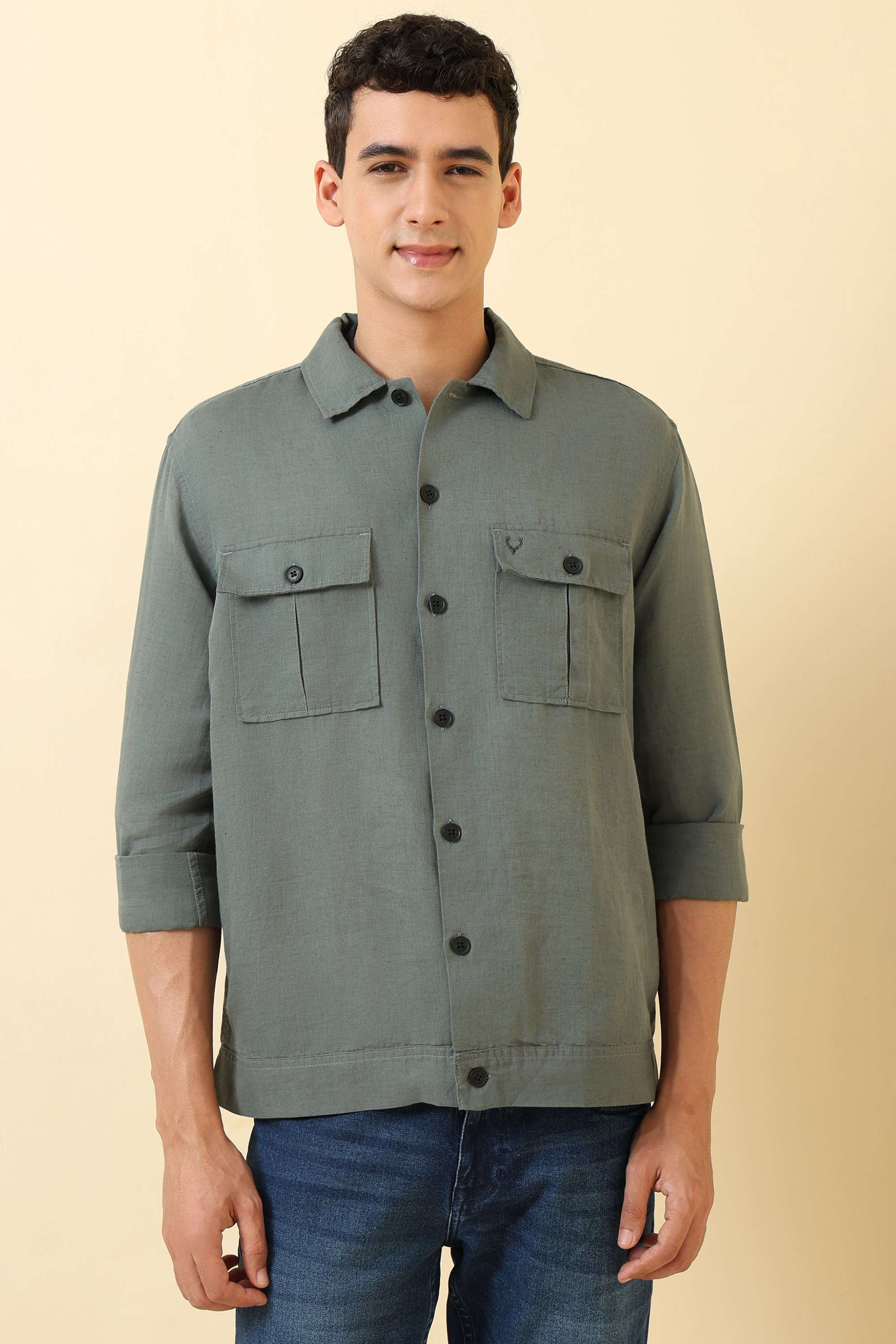 Solid-Blended-Fabric-Relaxed-Fit-Men-s-Formal-Shirt