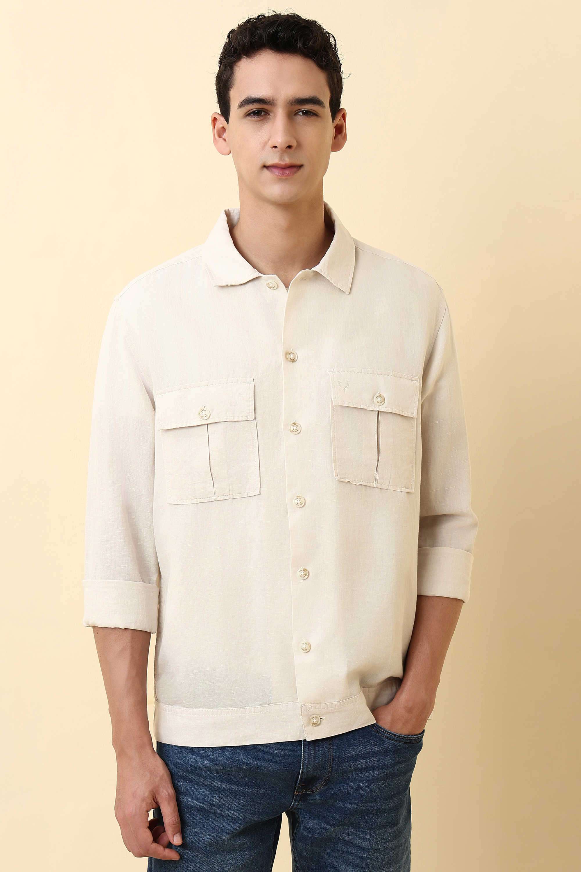 Solid-Blended-Fabric-Relaxed-Fit-Men-s-Formal-Shirt