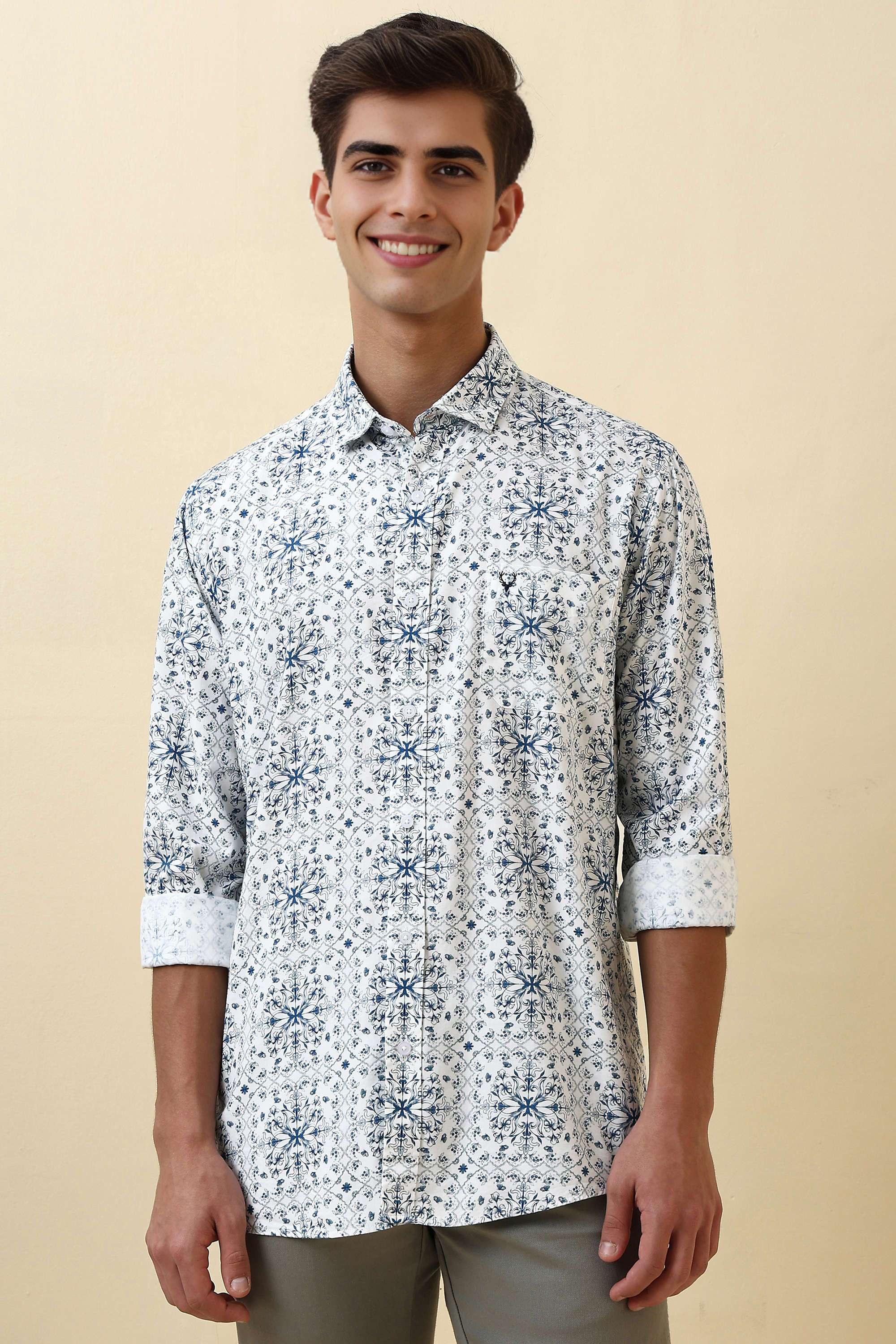 Printed-Cotton-Blend-Regular-Fit-Men-Formal-Wear-Shirt