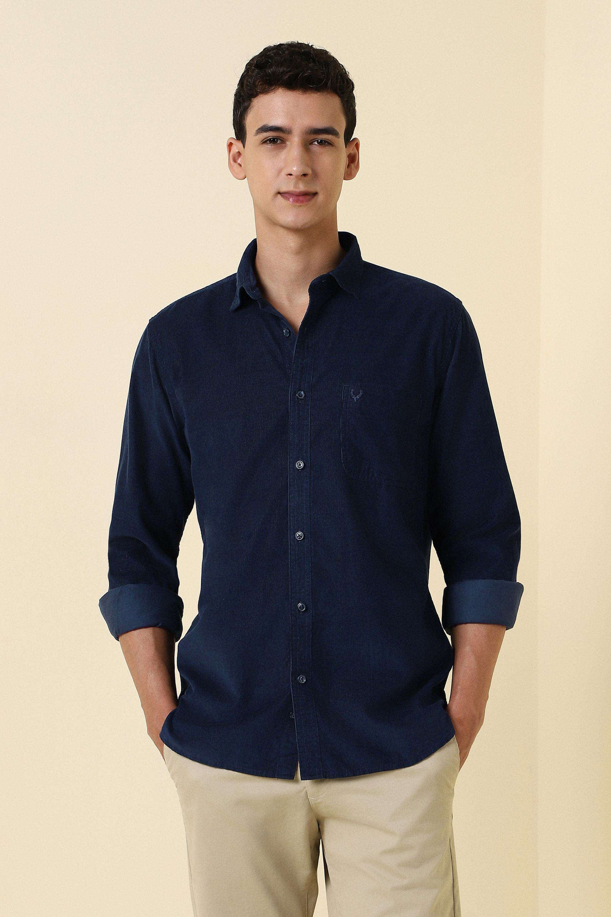 Solid-Cotton-Regular-Fit-Men-s-Shirt
