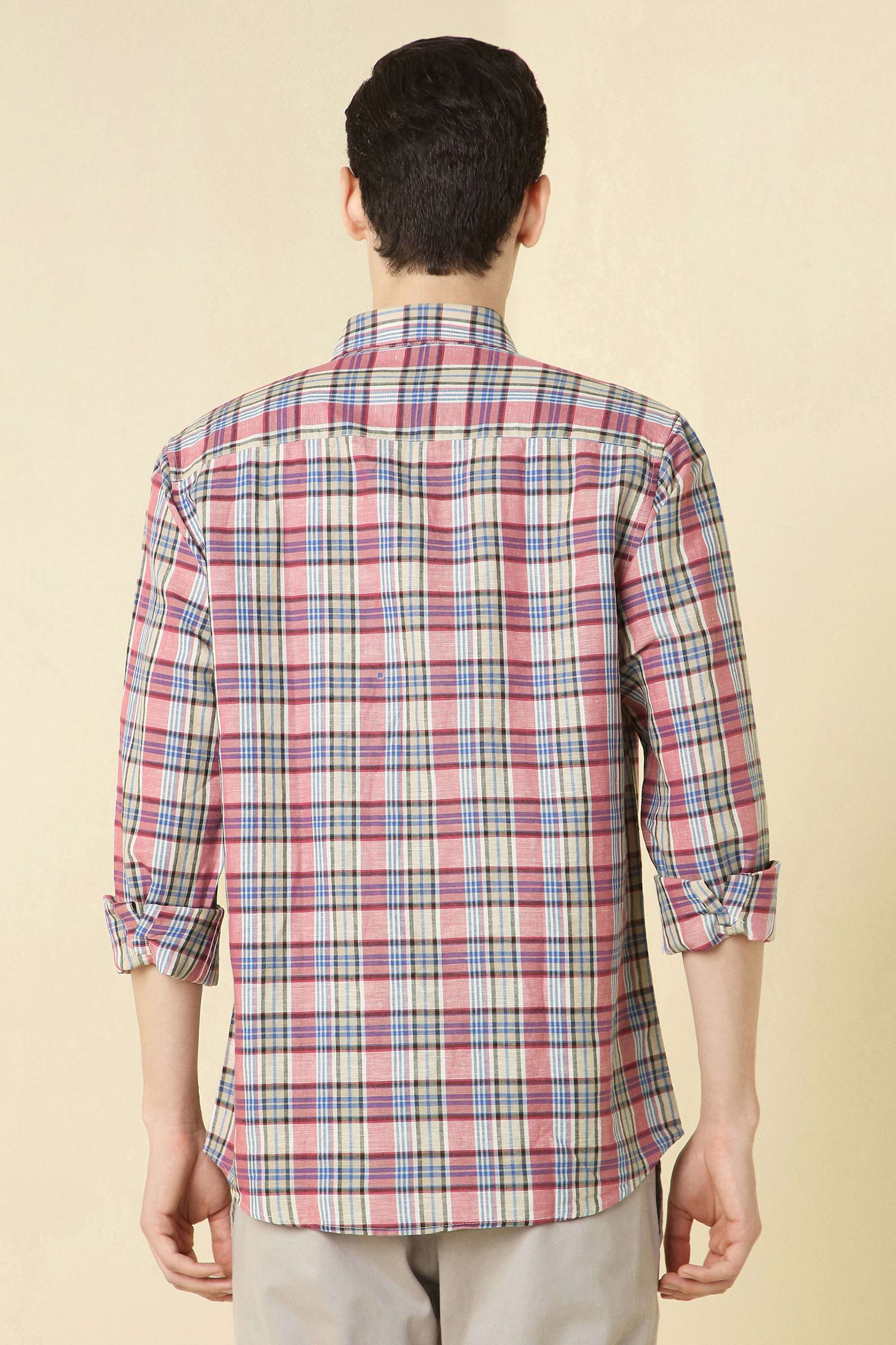 Checks-Cotton-Linen-Blend-Regular-Fit-Men-s-Formal-Shirt