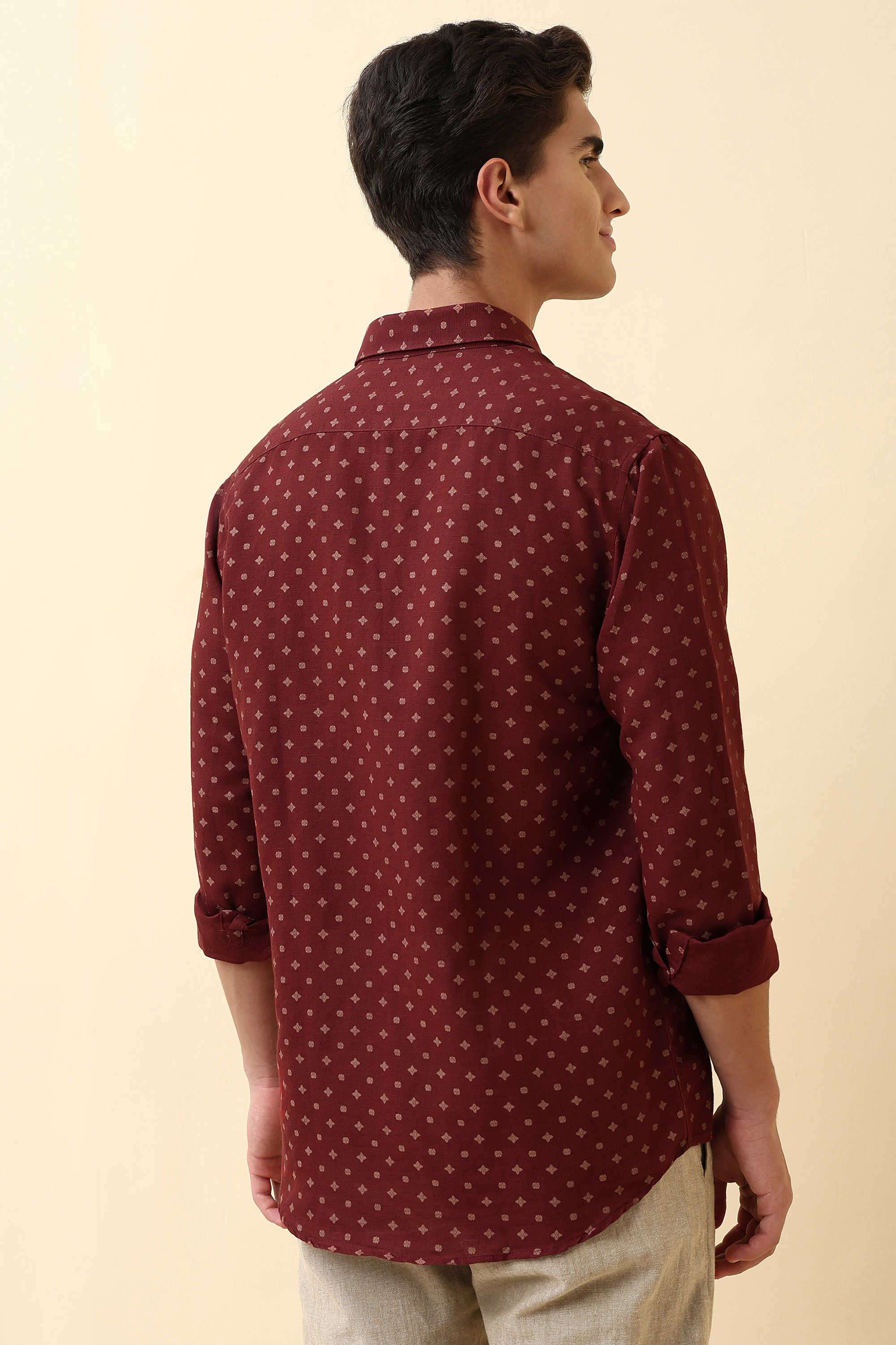 Printed-Cotton-Linen-Blend-Regular-Fit-Men-s-Formal-Shirt