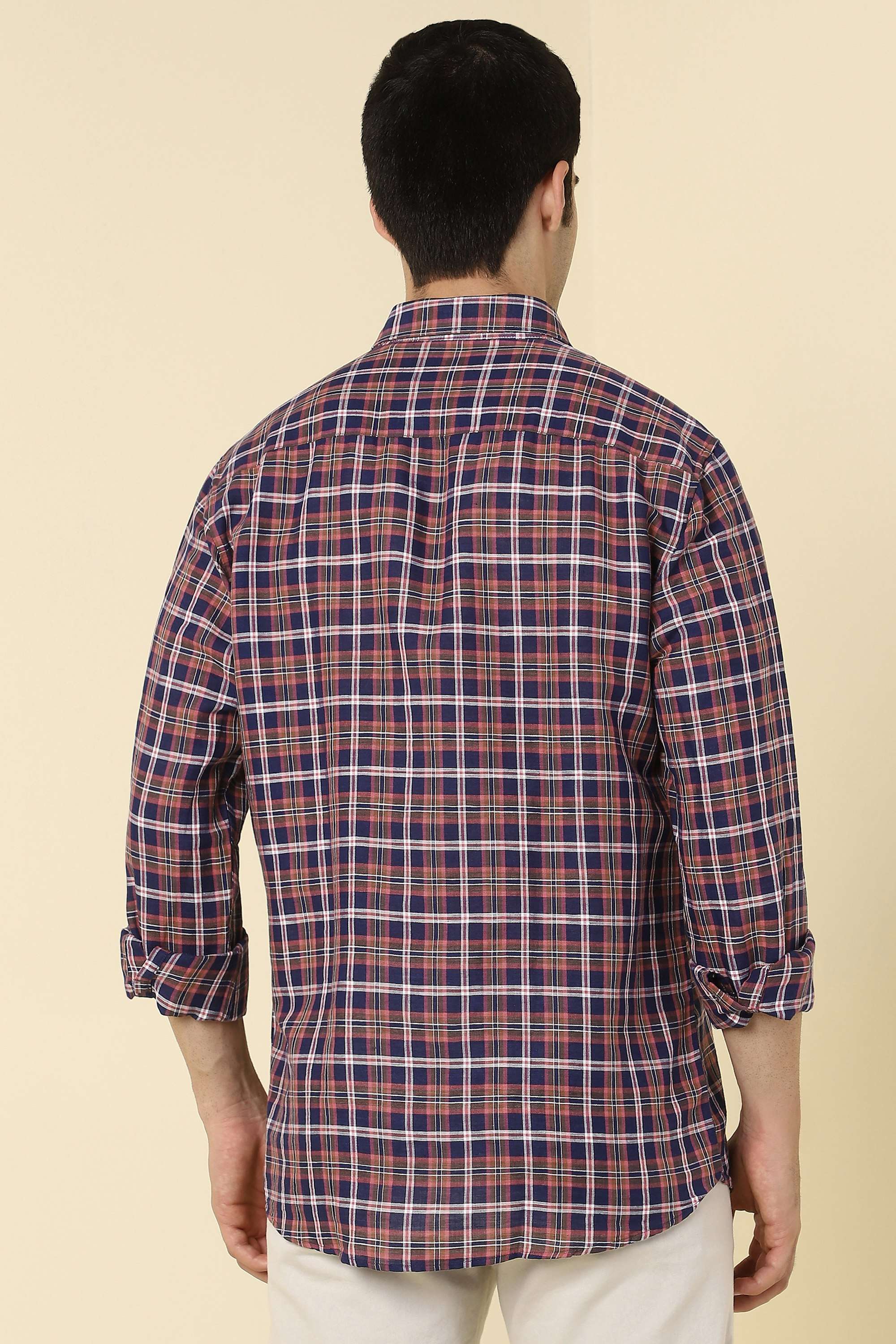 Checks-Cotton-Linen-Blend-Regular-Fit-Men-s-Formal-Shirt