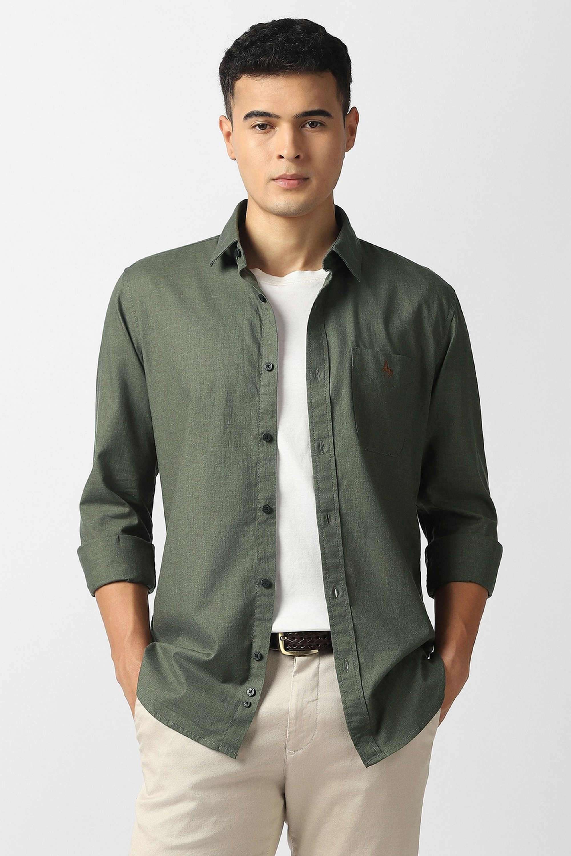 Solid-Cotton-Slim-Fit-Men-s-Casual-Shirt