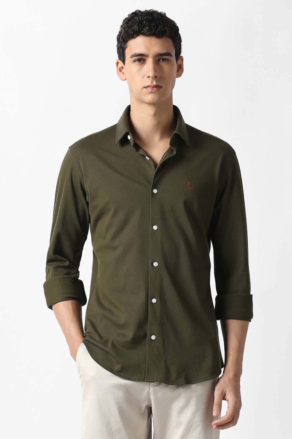 Solid-Cotton-Slim-Fit-Men-s-Casual-Shirt