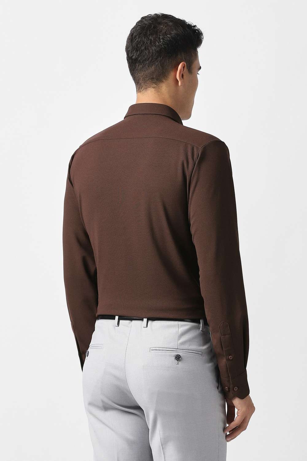 Solid-Polyester-Slim-Fit-Men-Formal-Wear-Shirt