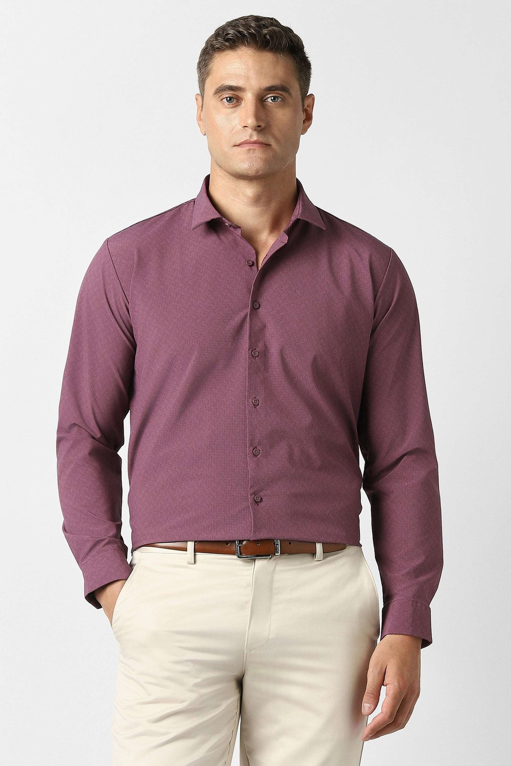 Printed-Collared-Blended-Fabric-Men-Formal-Wear-Shirt