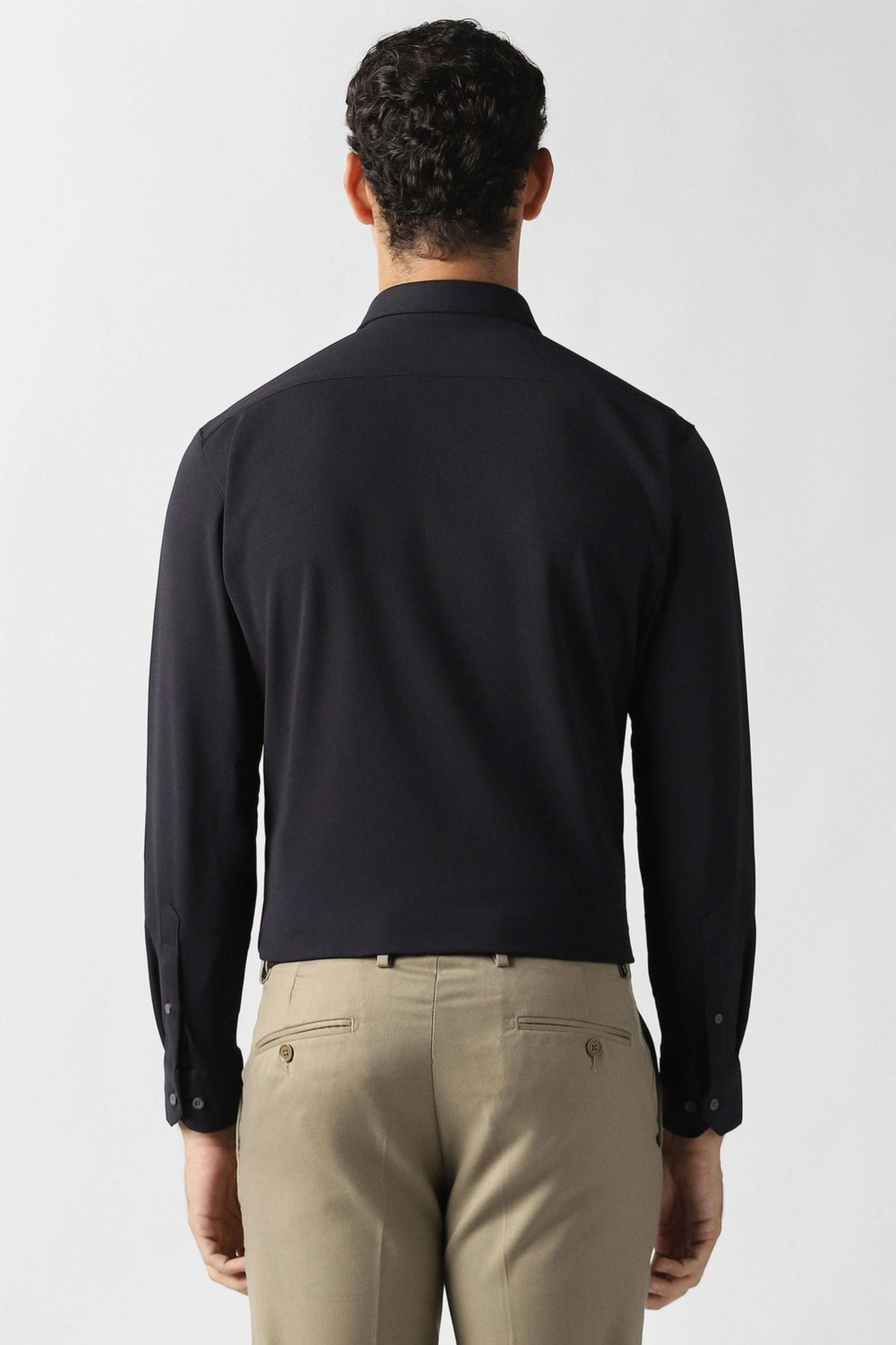 Solid-Collared-Polyester-Men-Formal-Wear-Shirt