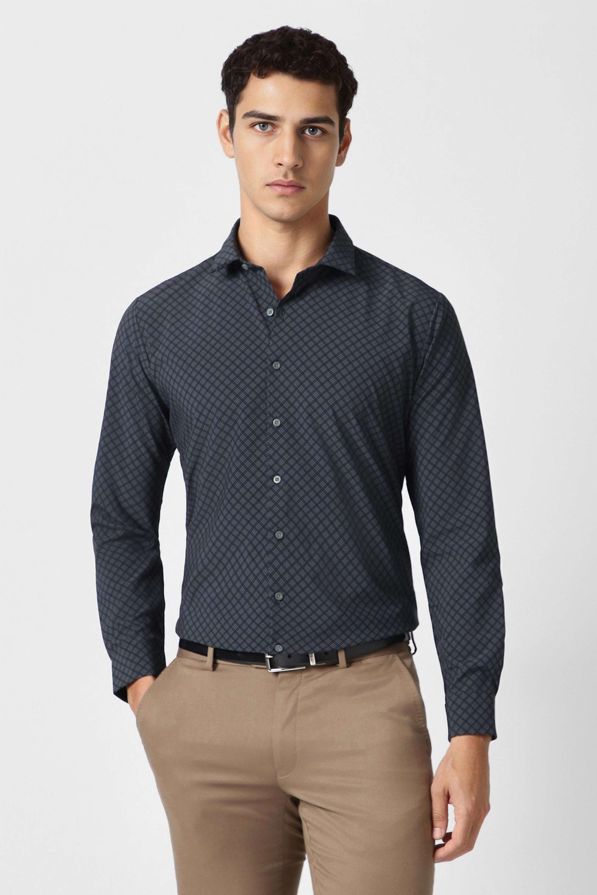 Printed-Collared-Blended-Fabric-Men-Formal-Wear-Shirt