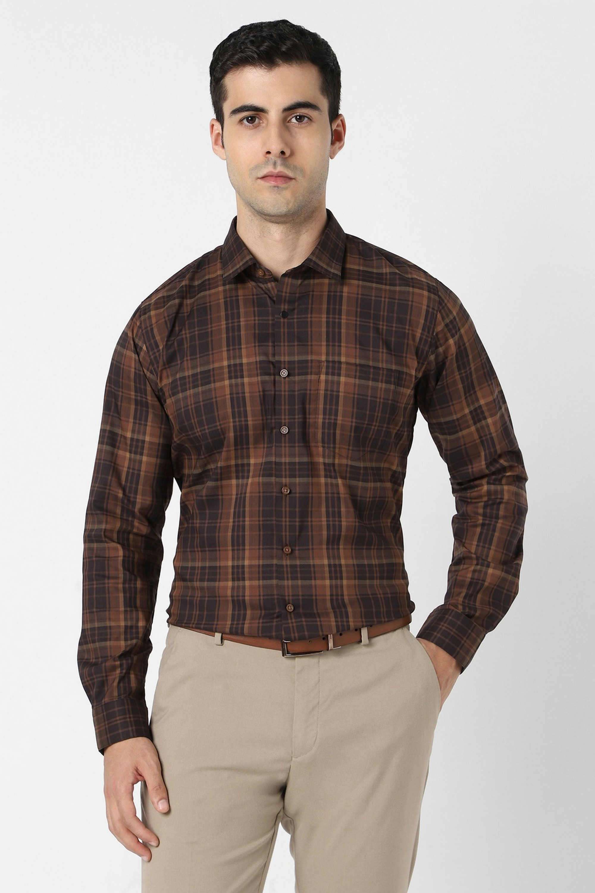 Checks-Blended-Fabric-Slim-Fit-Men-s-Formal-Shirt