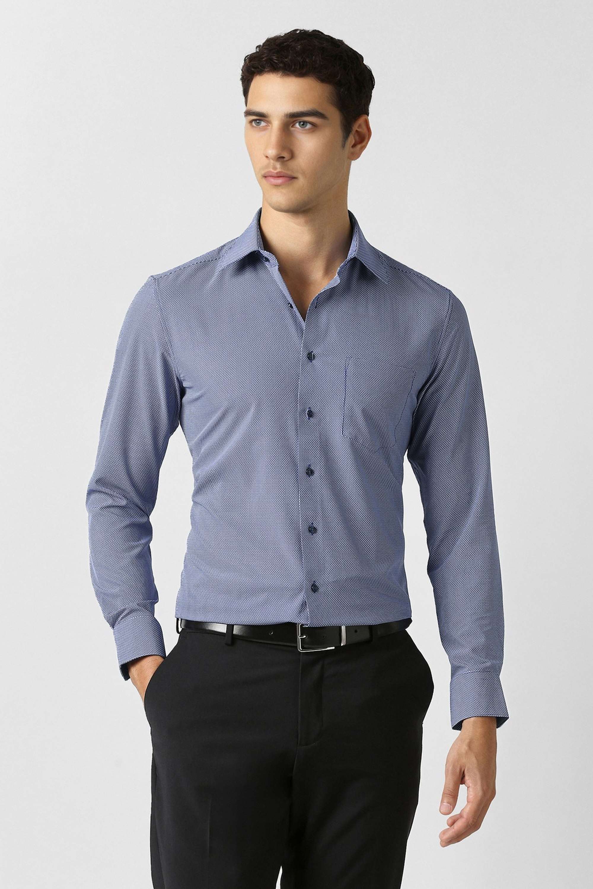 Printed-Collared-Blended-Fabric-Men-Formal-Wear-Shirt