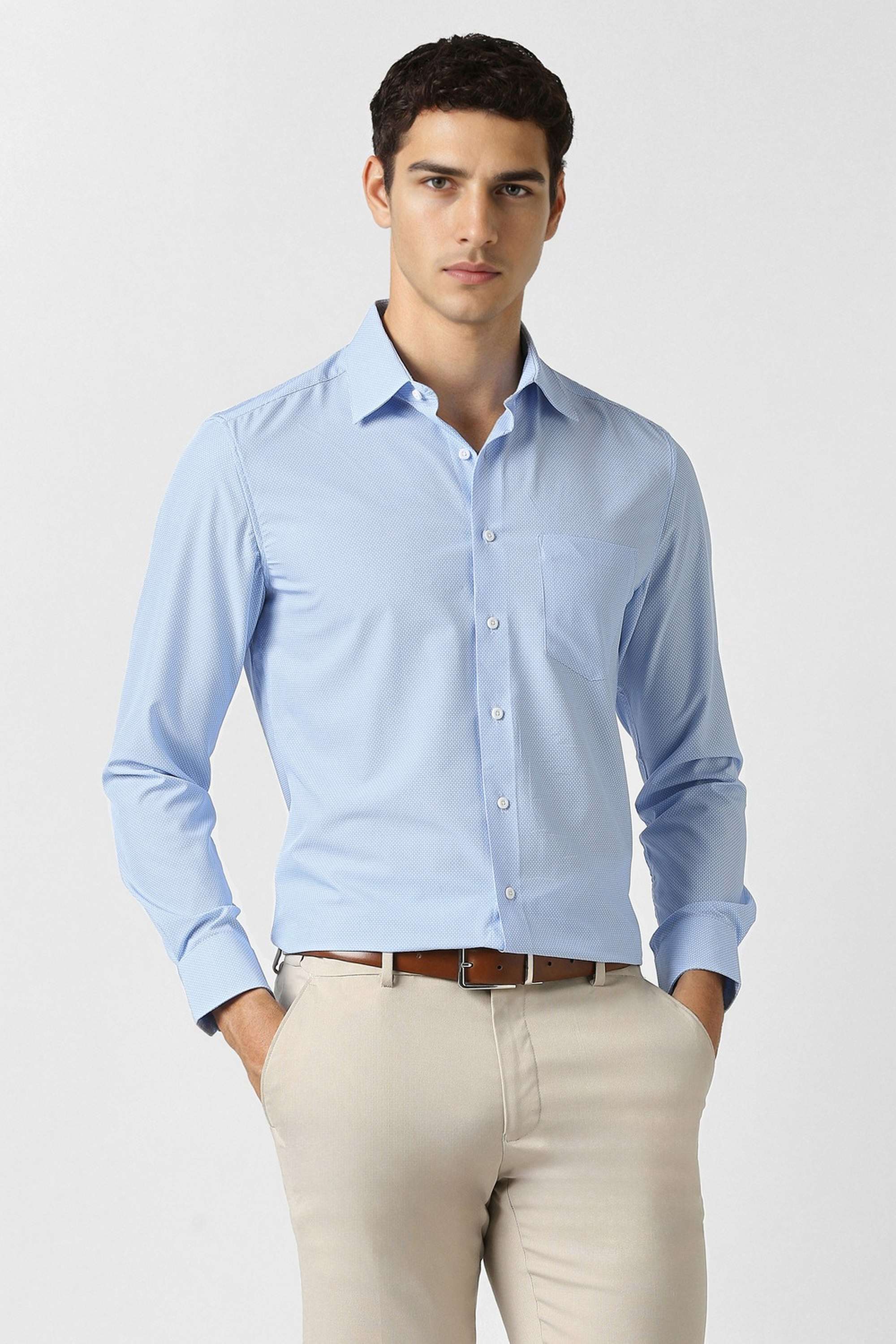 Printed-Collared-Blended-Fabric-Men-Formal-Wear-Shirt