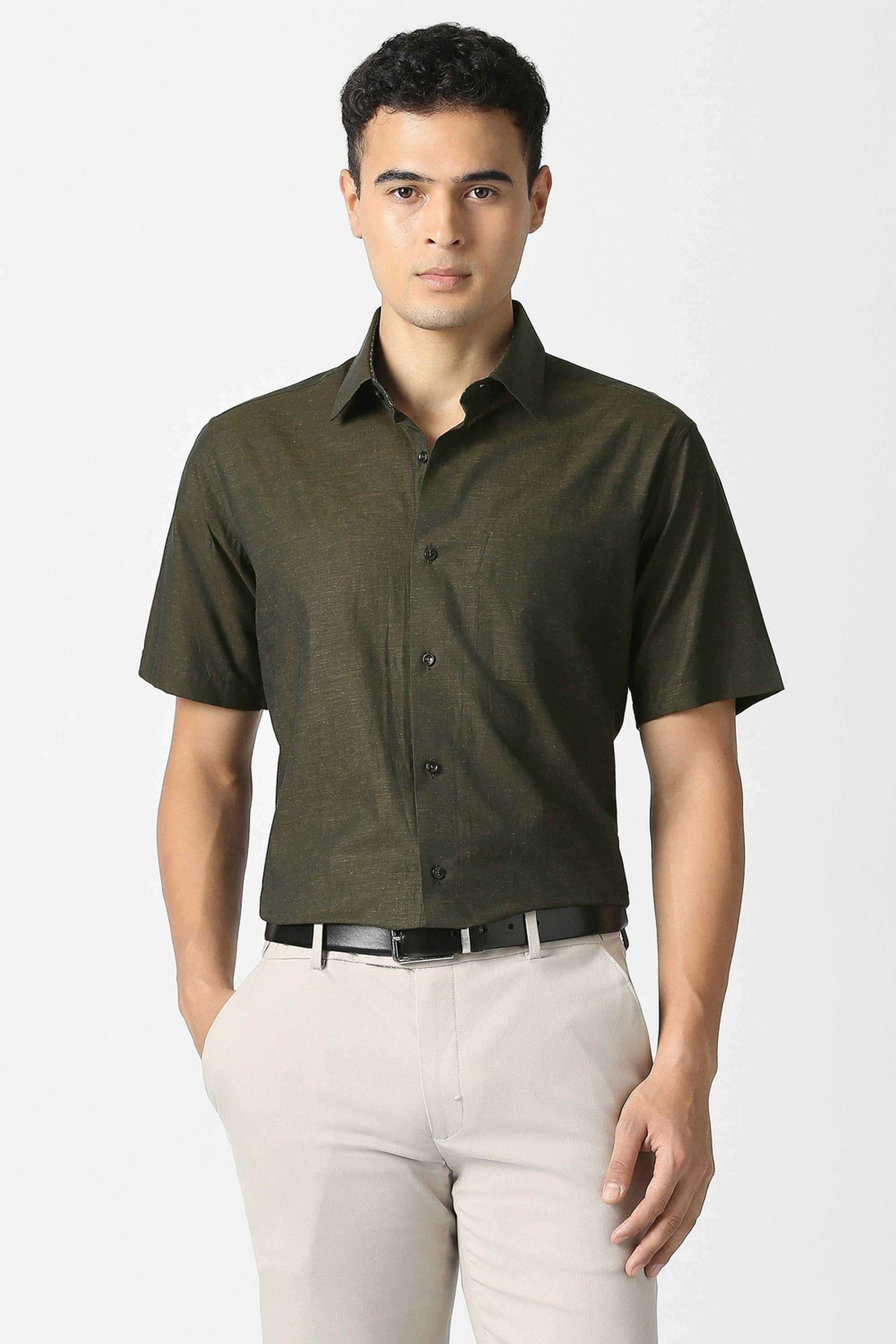 Textured-Blended-Fabric-Regular-Fit-Men-Formal-Shirt