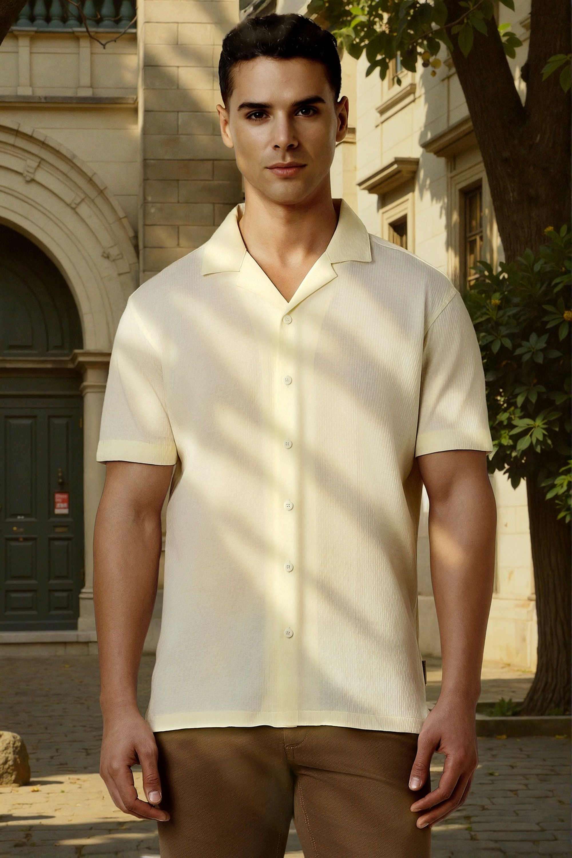 Solid-Cotton-Skinny-Fit-Men-s-Casual-Shirt