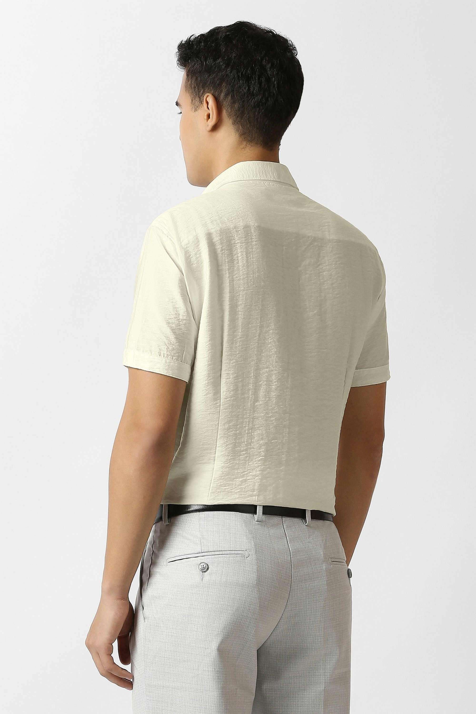 Solid-Blended-Fabric-Slim-Fit-Men-s-Casual-Shirt